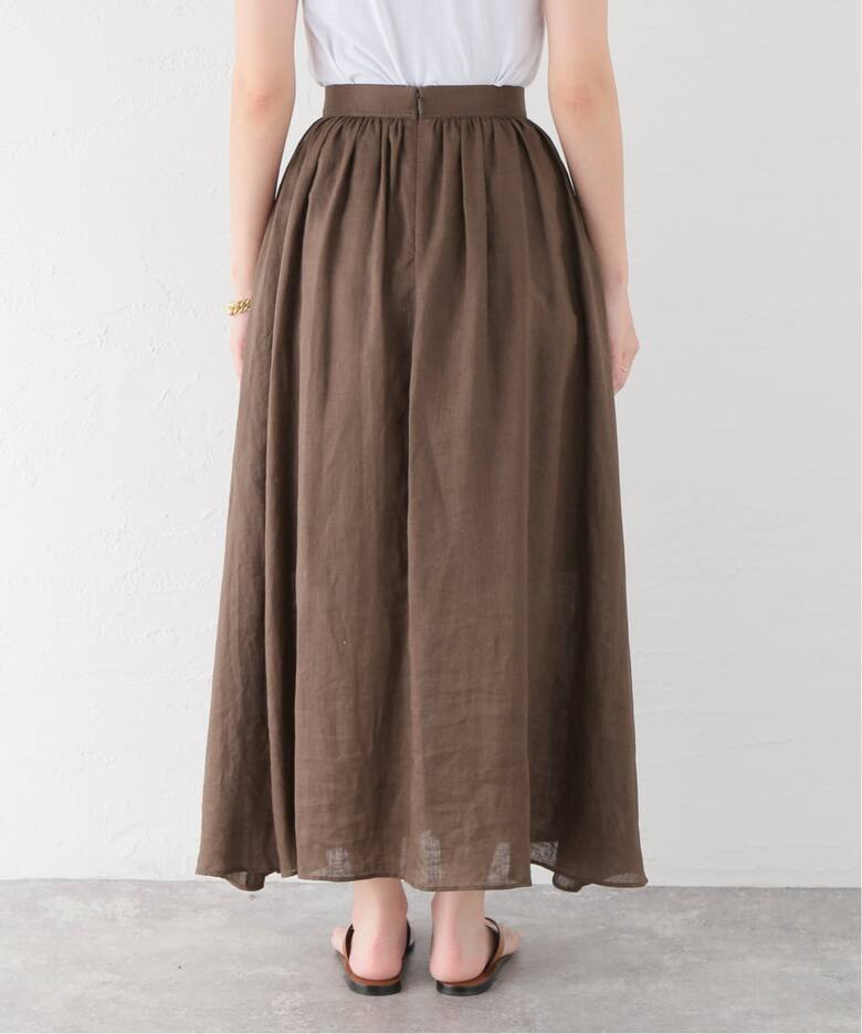 Linen ギャザースリット スカート（ロング・マキシ丈スカート）｜Plage  