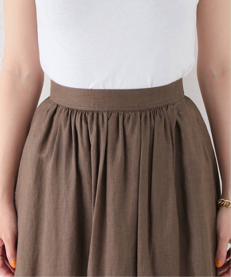 Linen ギャザースリット スカート（ロング・マキシ丈スカート）｜Plage  