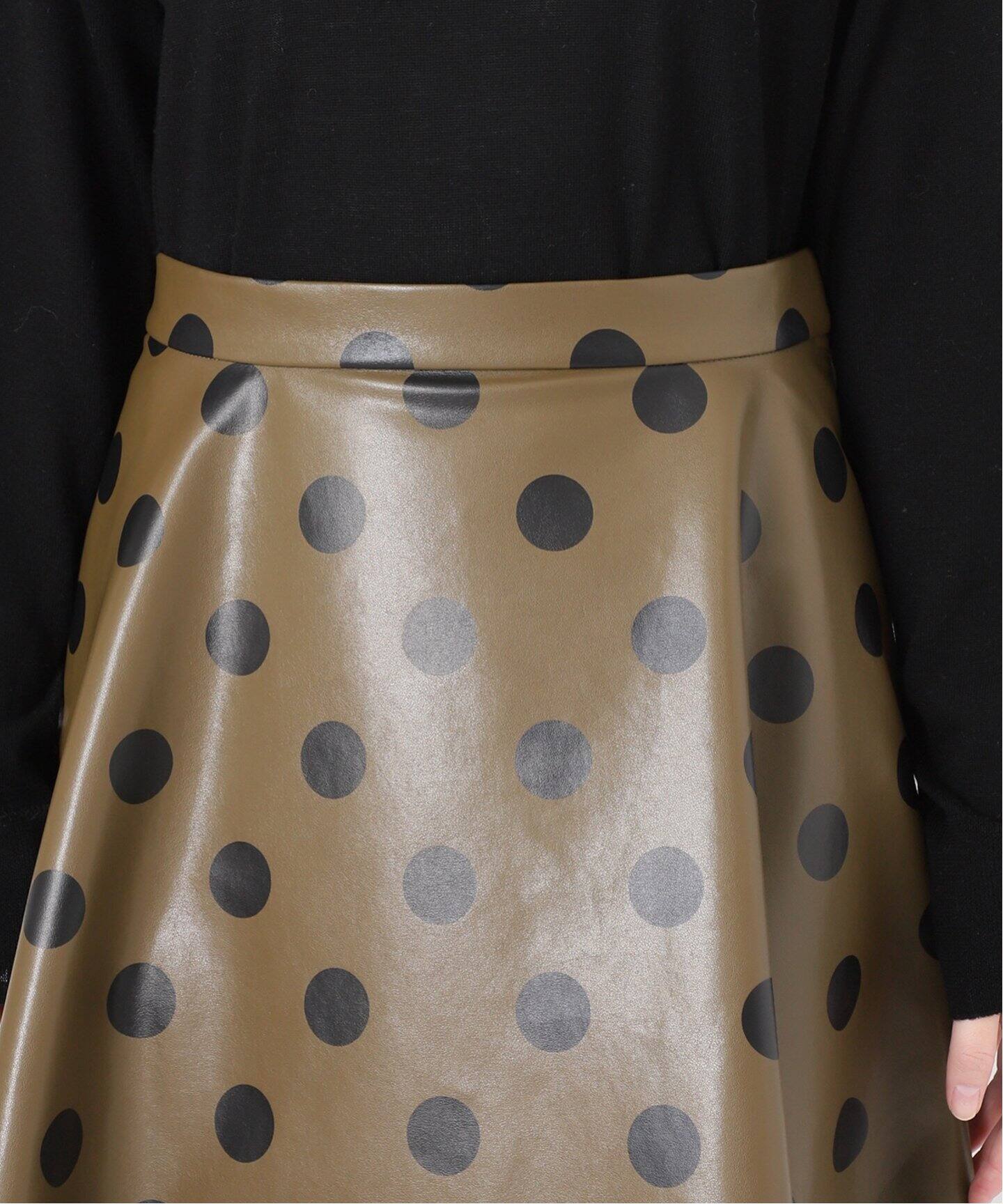 フェイクレザードットプリントフレアスカート（その他スカート  