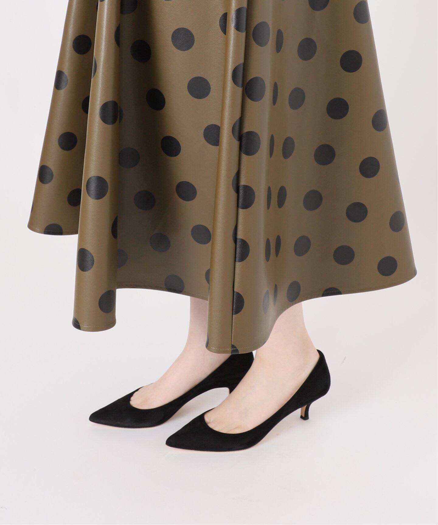 フェイクレザードットプリントフレアスカート（その他スカート  