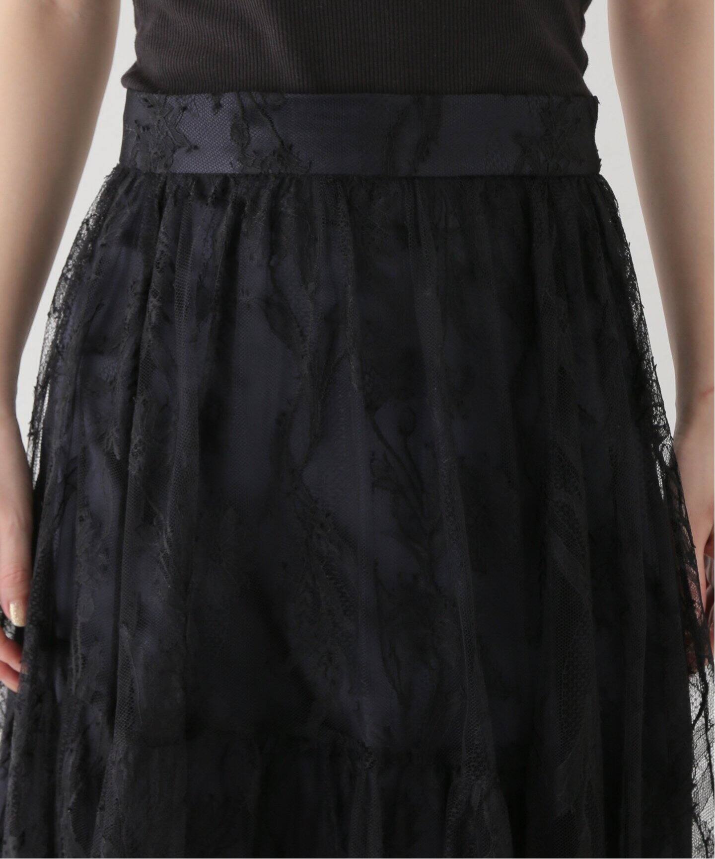 リバーレースティアードスカート（ロング・マキシ丈スカート  