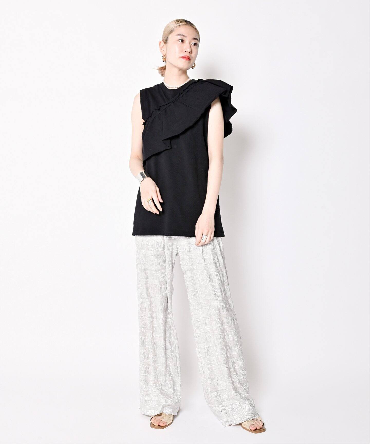 BAND SLEEVE TANK：カットソー（Tシャツ／カットソー