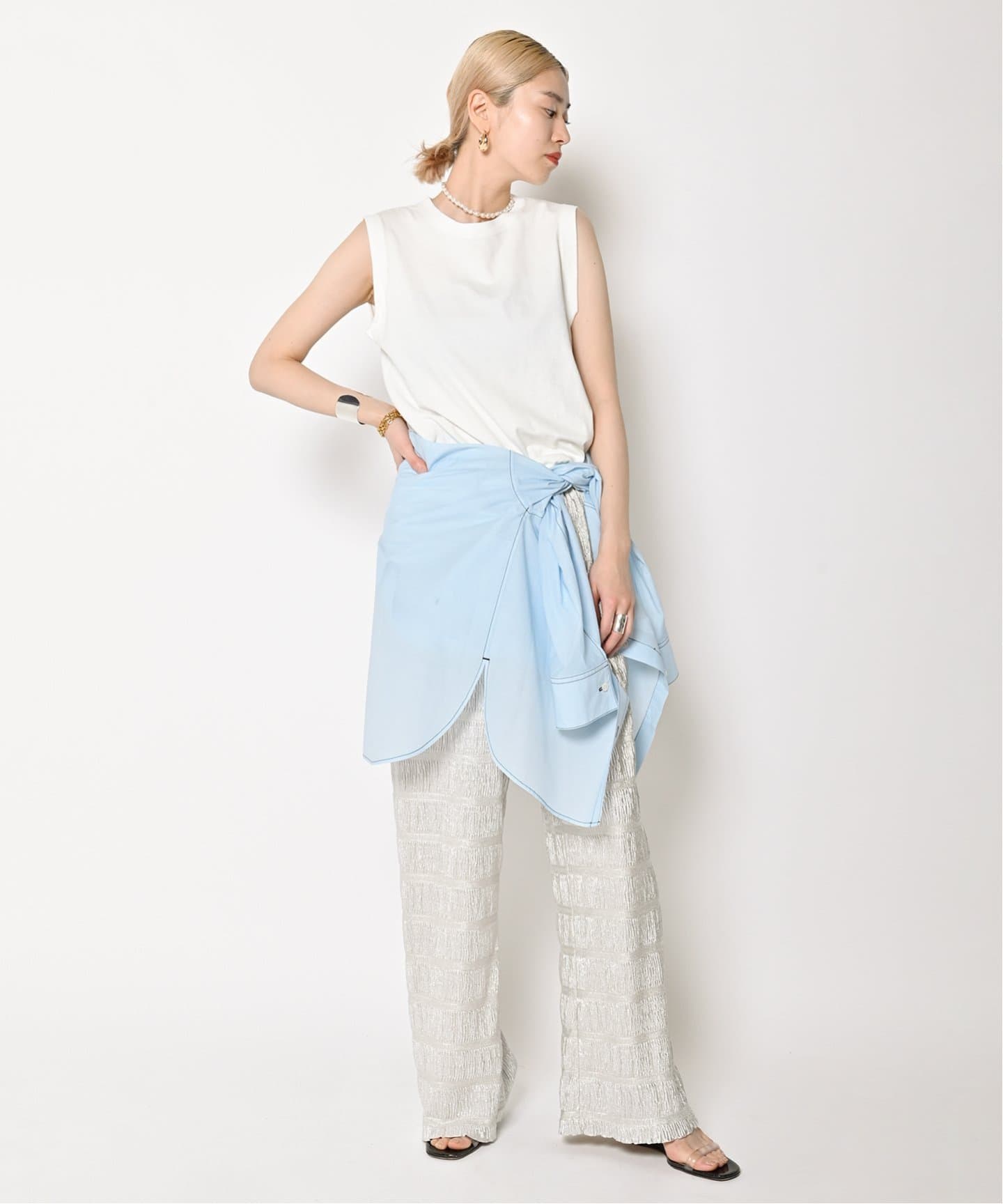 BAND SLEEVE TANK：カットソー（Tシャツ／カットソー