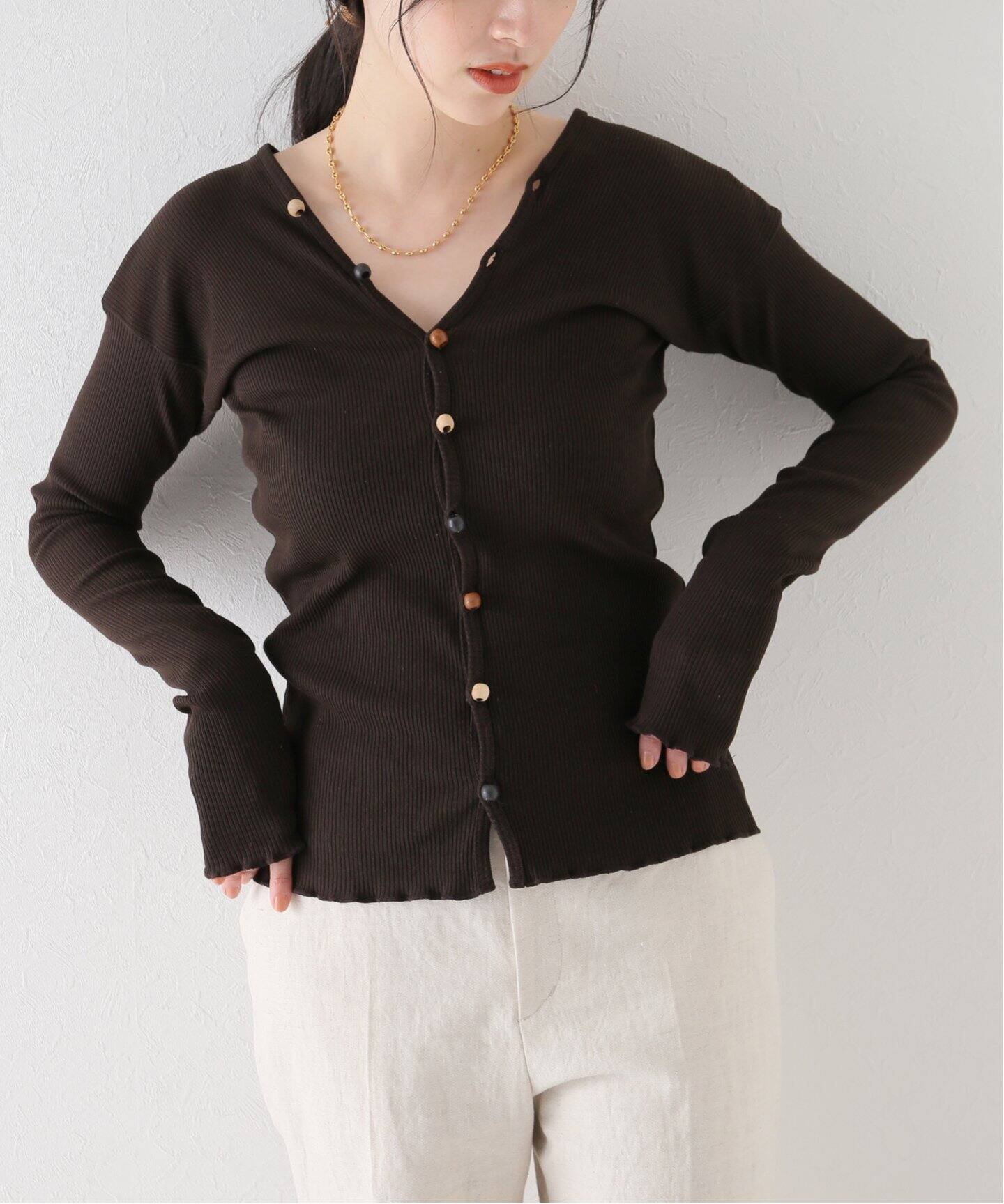 baserange tav カーディガンブラウン｜長袖 