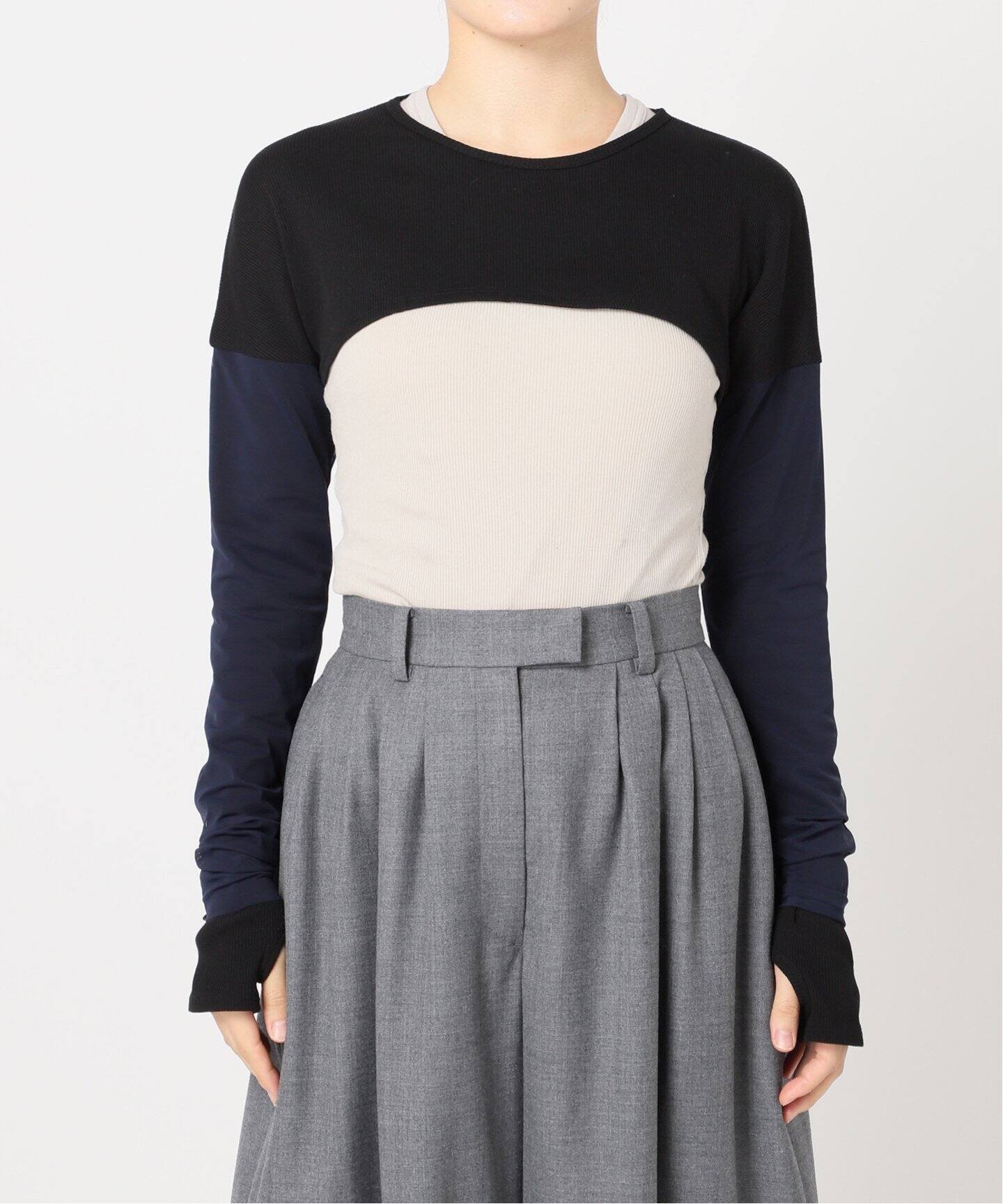 OVERNEATH / オーバーニース】別注 rib sleeves 039 M：カットソー（T  