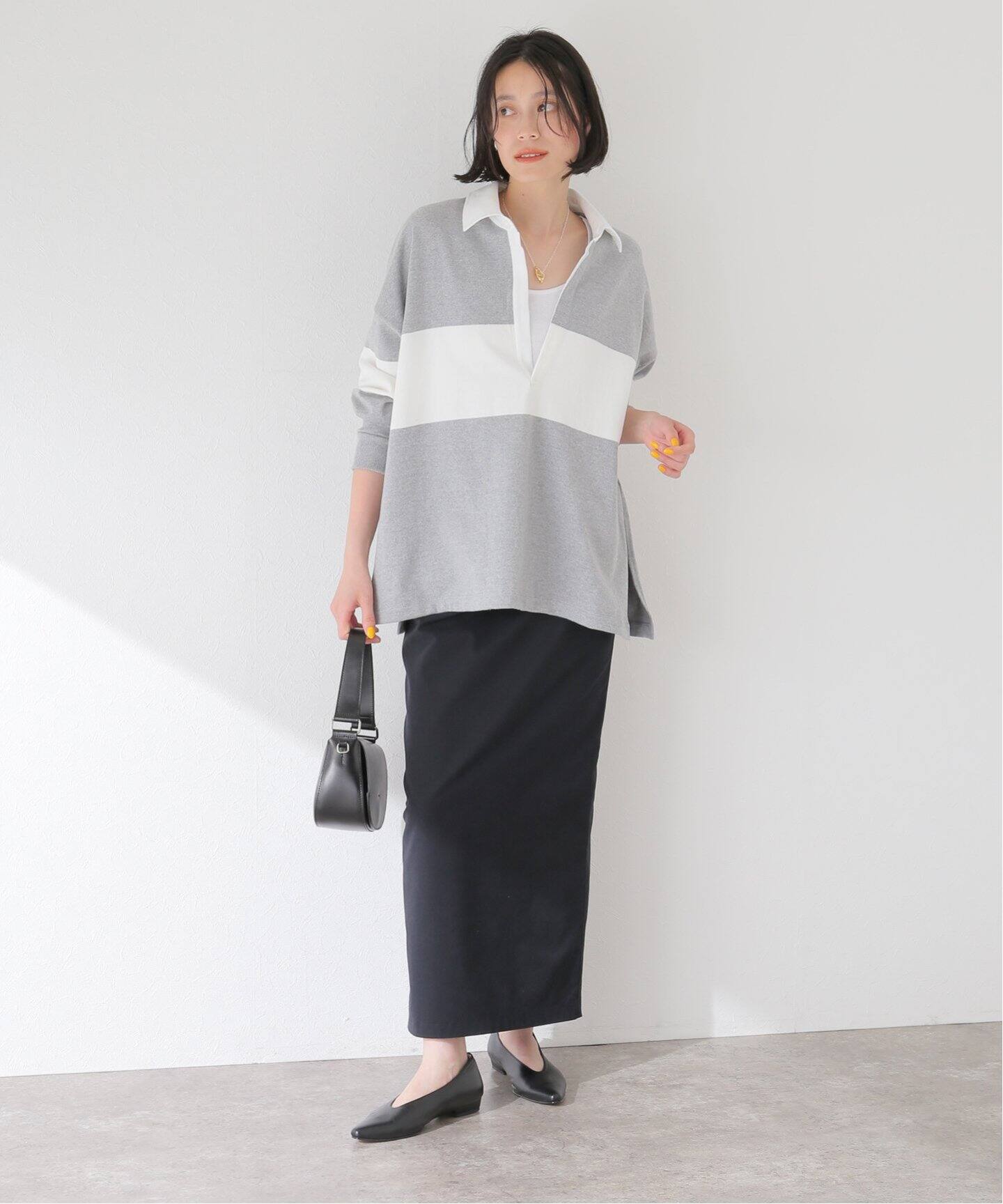 CLANE / クラネ】DEEP NECK WIDE RUGBY SHIRT（Tシャツ／カットソー 