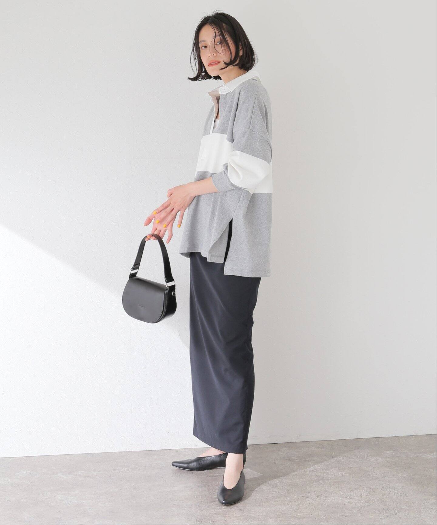 CLANE / クラネ】DEEP NECK WIDE RUGBY SHIRT（Tシャツ／カットソー 