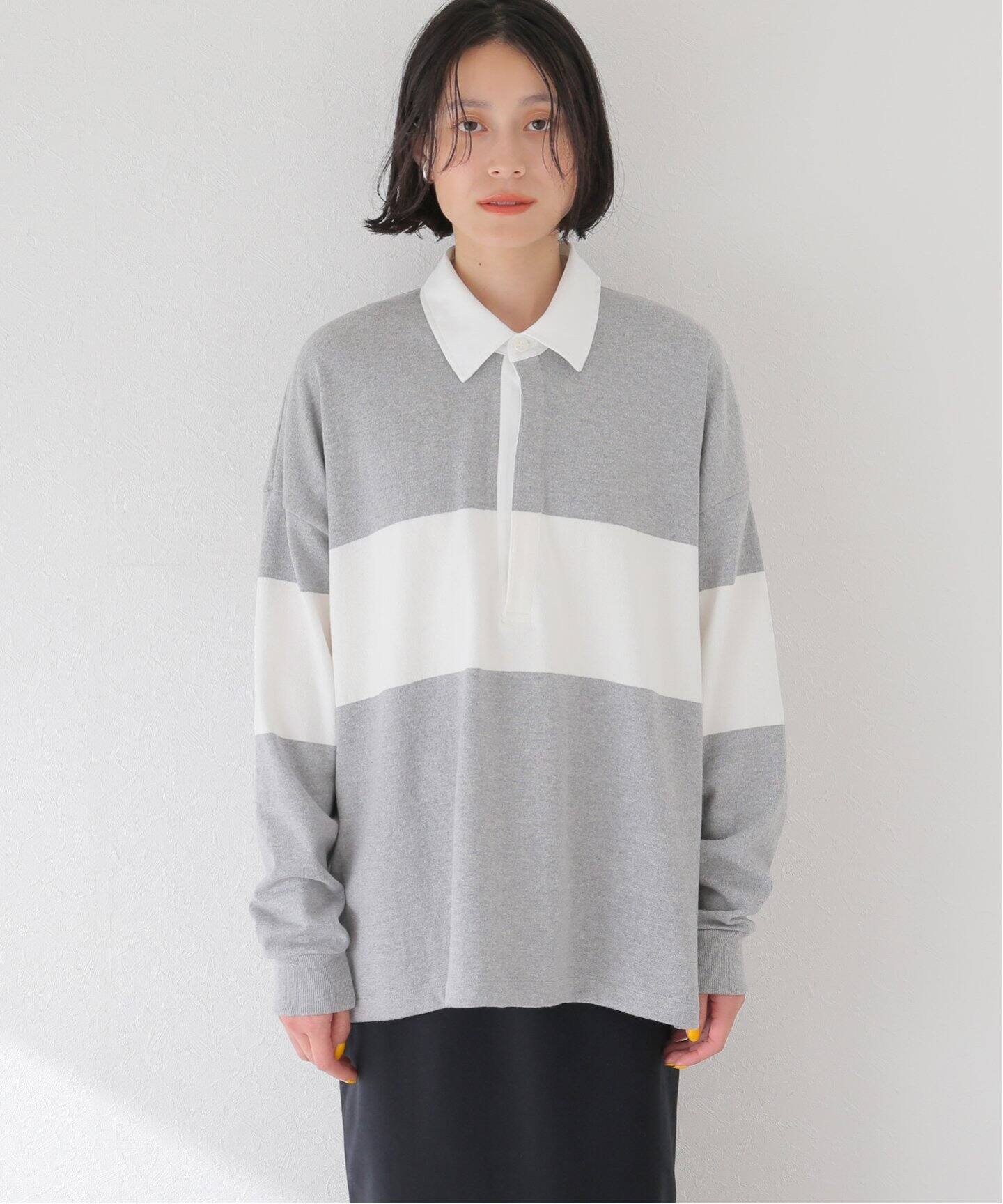 CLANE / クラネ】DEEP NECK WIDE RUGBY SHIRT（Tシャツ／カットソー 