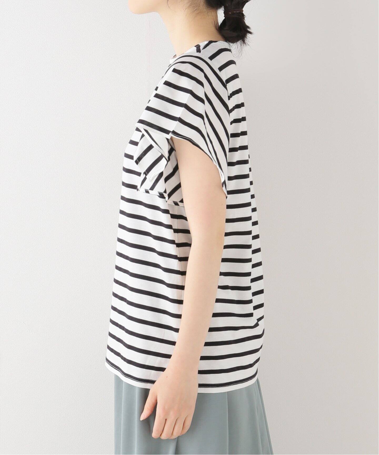 ボーダーフレアスリーブカットソー（Tシャツ／カットソー）｜La