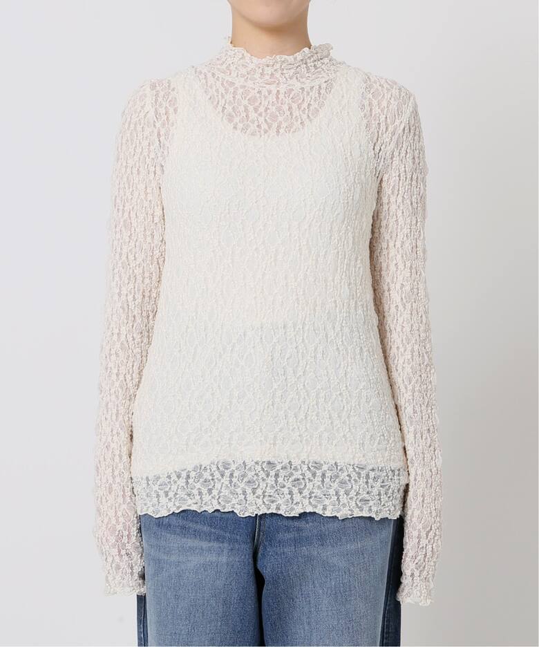 レースシャーリングハイネックトップス（Tシャツ／カットソー）｜Spick 