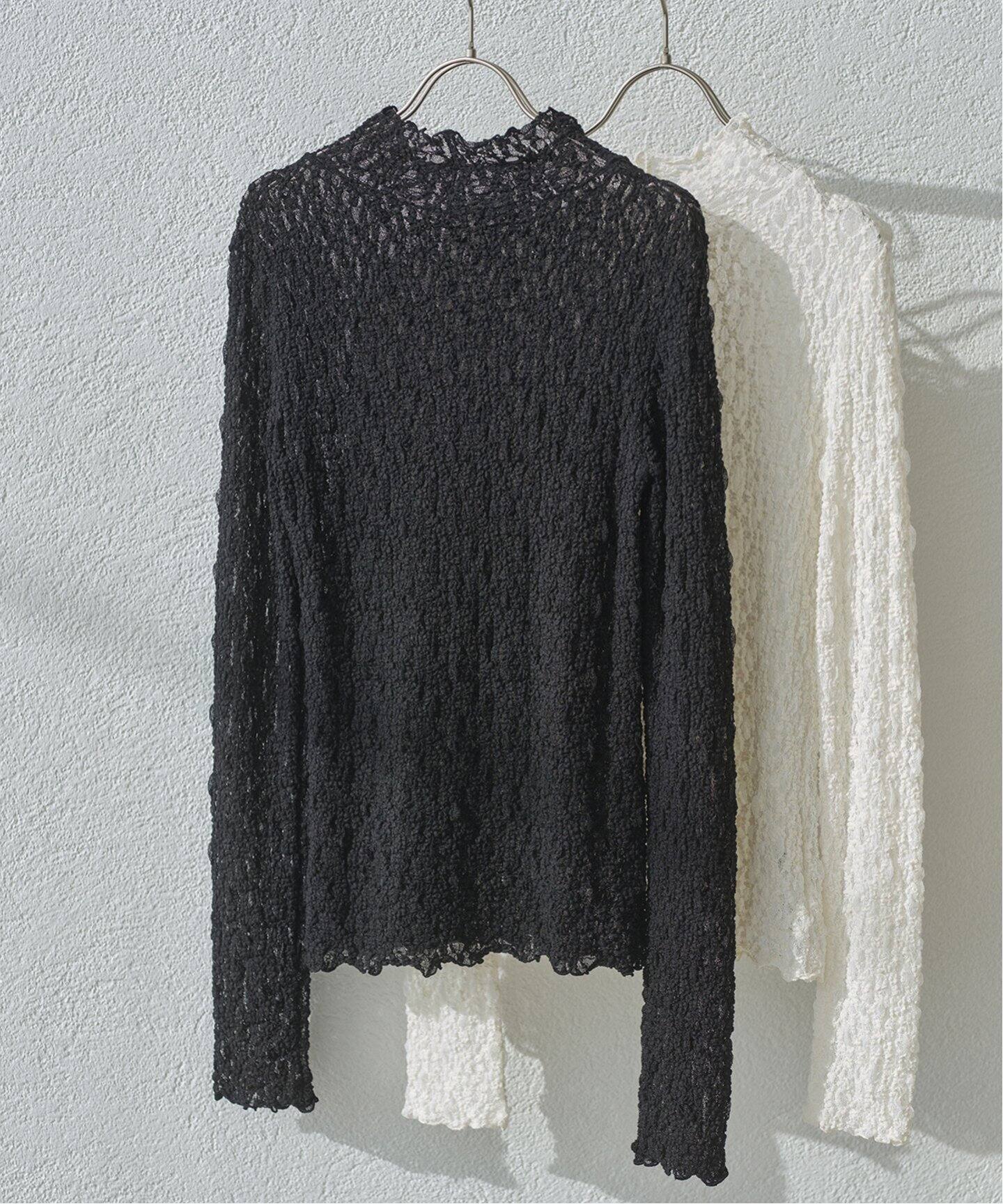 レースシャーリングハイネックトップス（Tシャツ／カットソー）｜Spick 