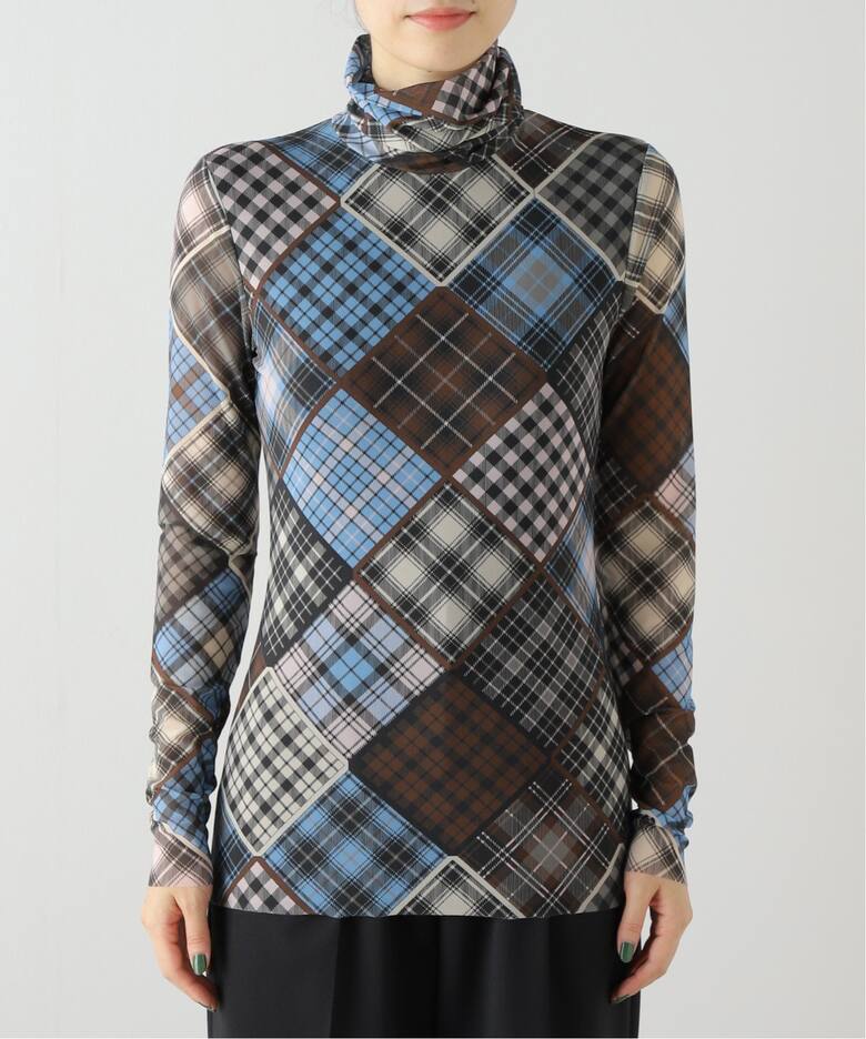 GANNI/ガニー】 Printed Mesh Long Sleeve Rollneck（Tシャツ 