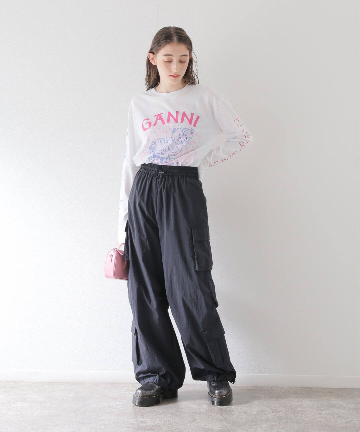 GANNI ガニーロゴ入り バイカラースウェットパンツSサイズ GANNI ガニーロゴ入り バイカラースウェットパンツSサイズ