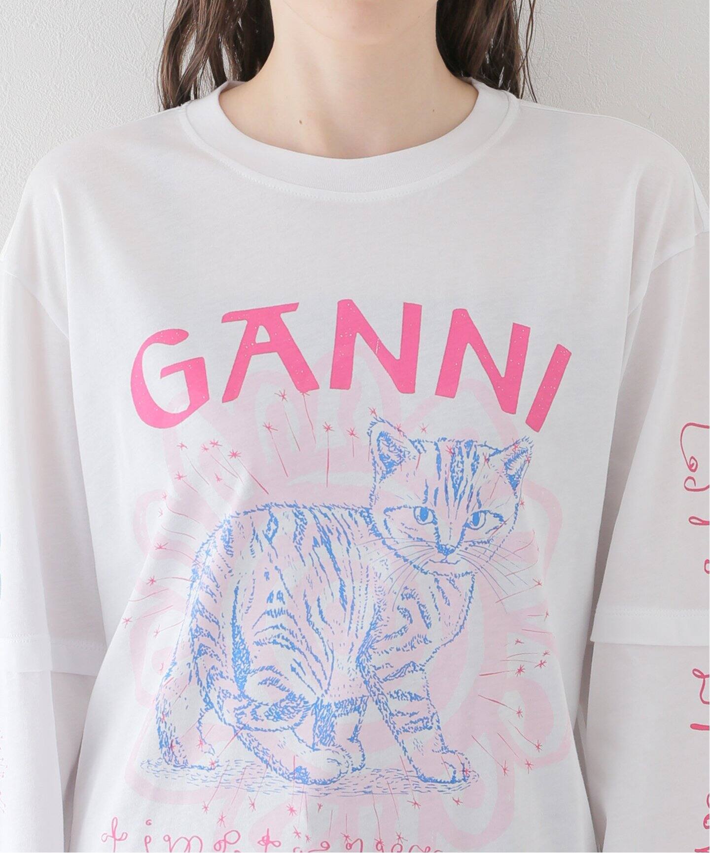 GANNI/ガニー】 Light Jersey Cat Long Sleeve Tshir（Tシャツ 