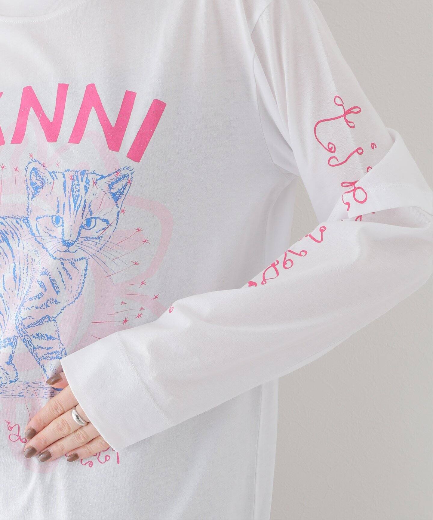 GANNI/ガニー】 Light Jersey Cat Long Sleeve Tshir（Tシャツ 