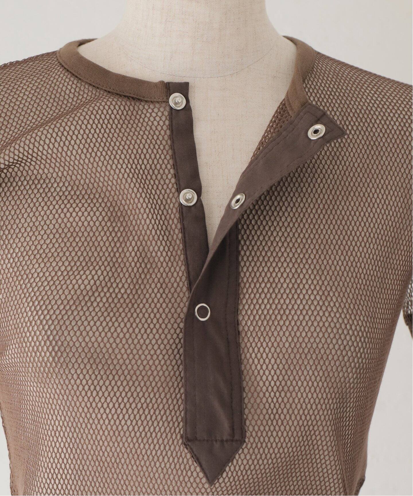 INSCRIRE /アンスクリア】Mesh Short Sleeve：カットソー（Tシャツ 