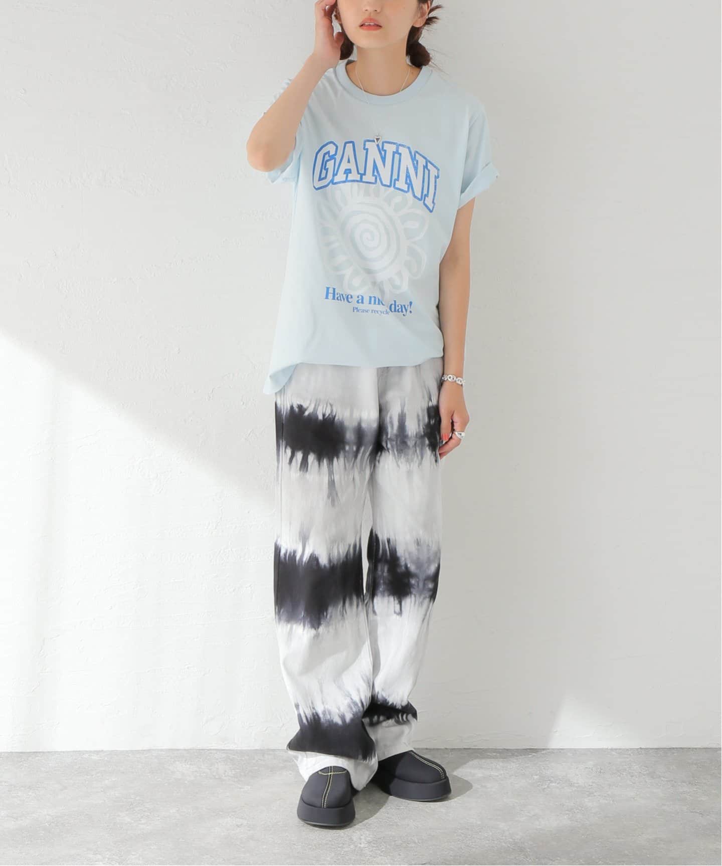 GANNI / ガニー】 Basic Jersey Flower Relaxed T-shir：Tシャツ