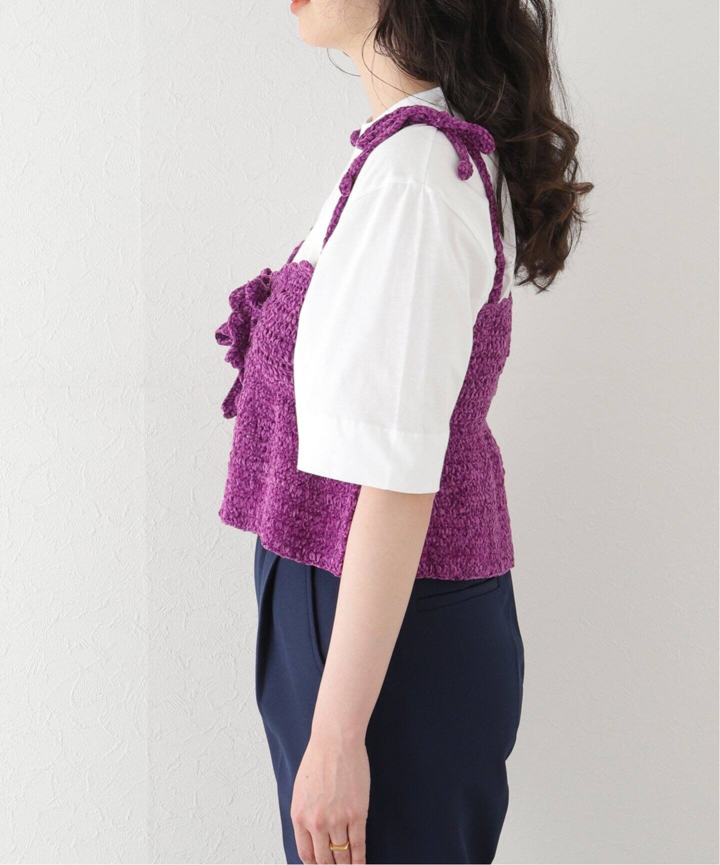 GANNI / ガニー】 Velvet Crochet Bandeau Strap Top：ビスチェ 