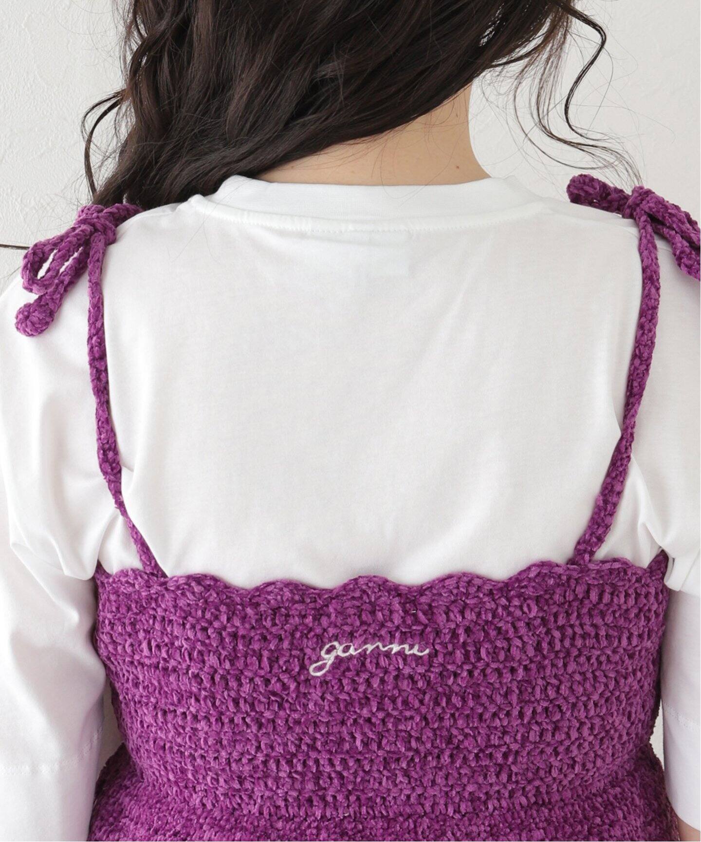 GANNI / ガニー】 Velvet Crochet Bandeau Strap Top：ビスチェ 