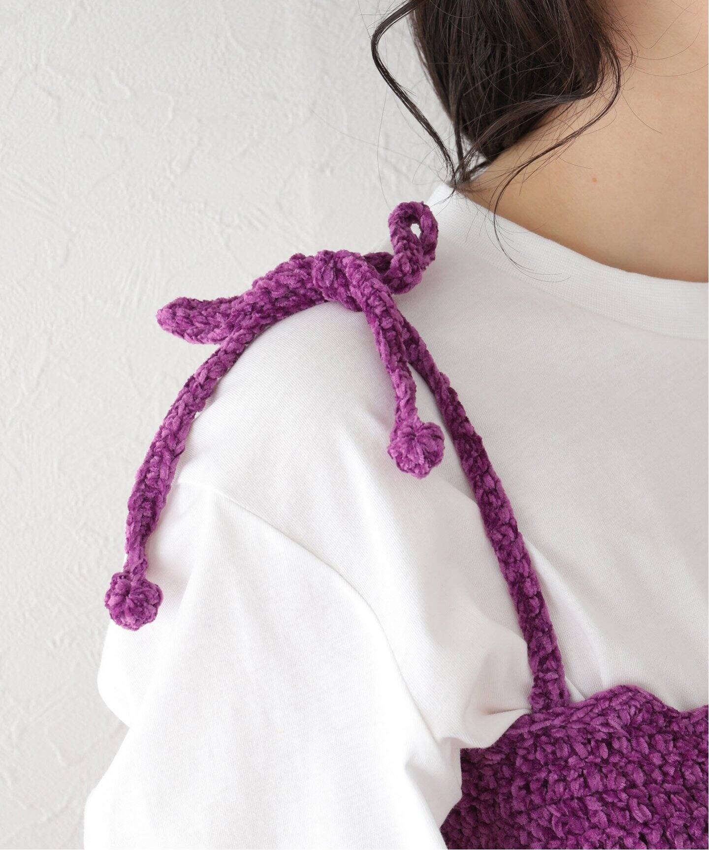 GANNI / ガニー】 Velvet Crochet Bandeau Strap Top：ビスチェ 