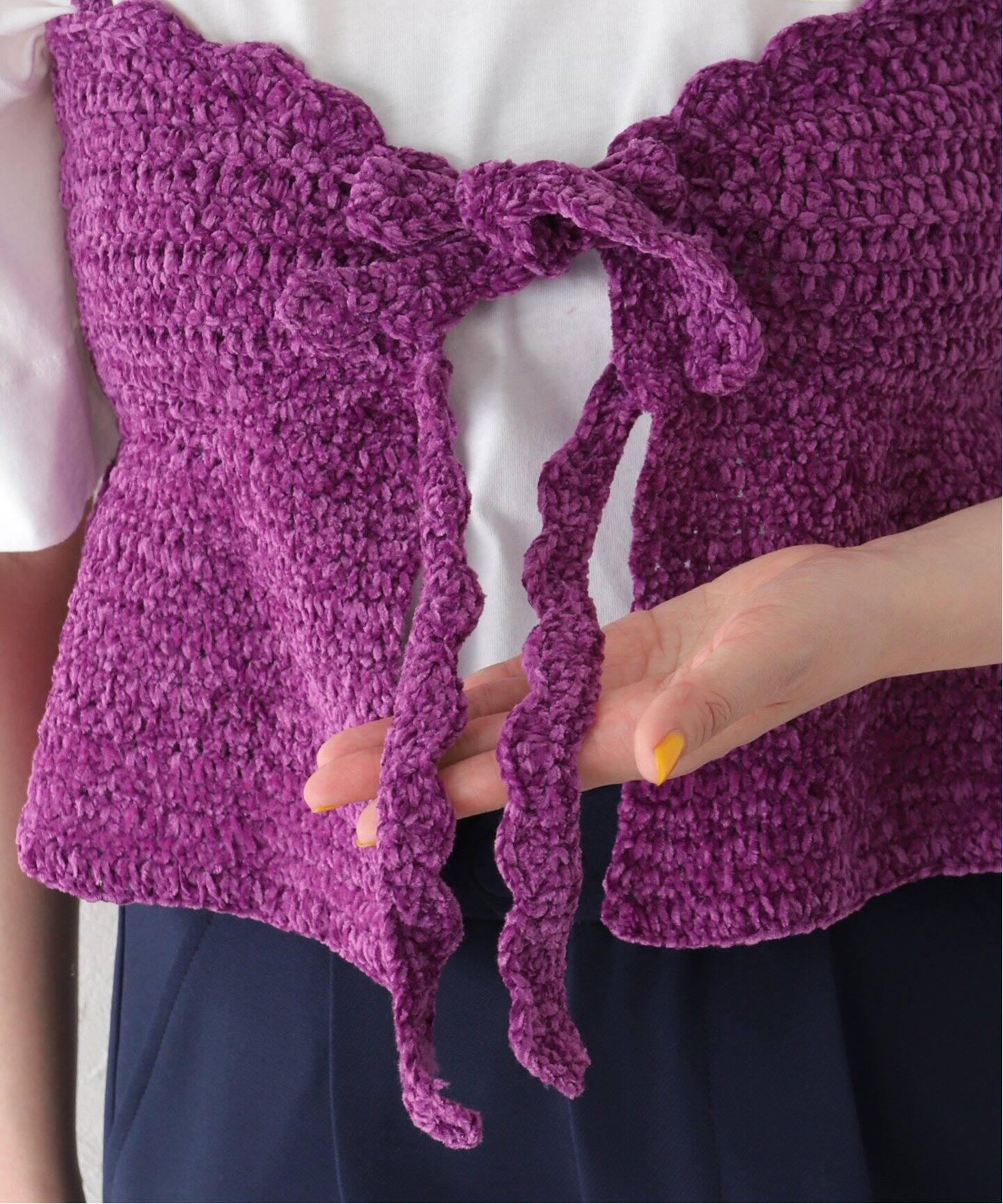 GANNI / ガニー】 Velvet Crochet Bandeau Strap Top：ビスチェ 
