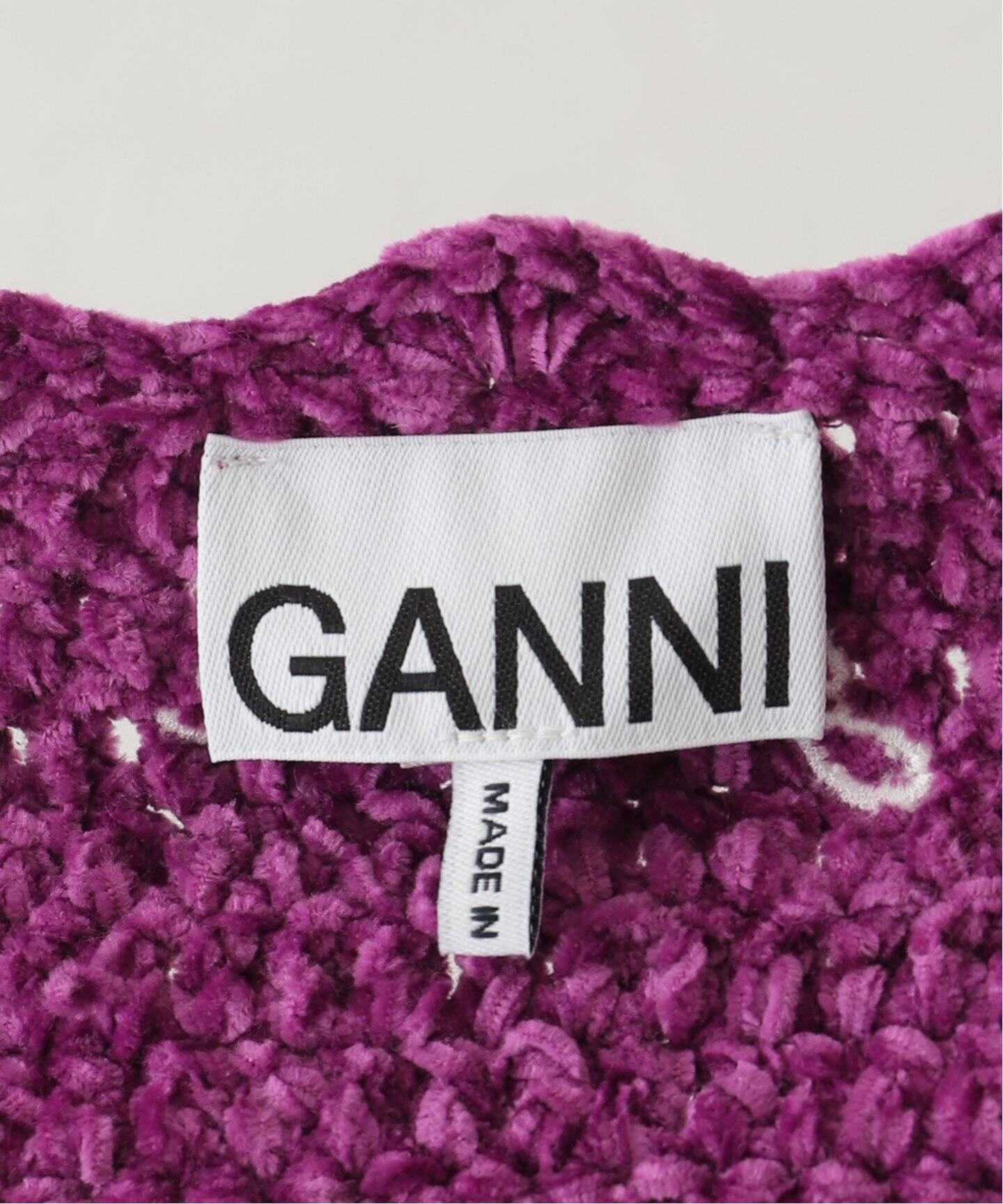 GANNI / ガニー】 Velvet Crochet Bandeau Strap Top：ビスチェ 