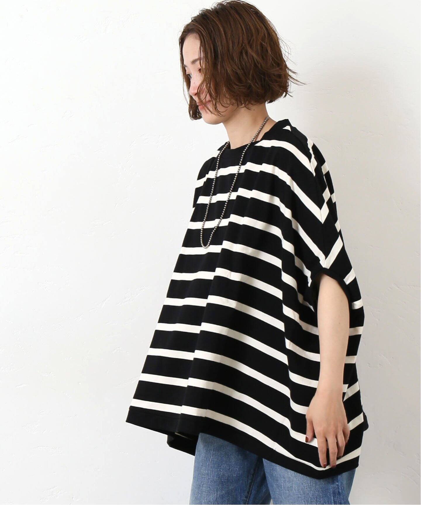 journal standard luxe オーガニックコットンボーダーポンチョ 