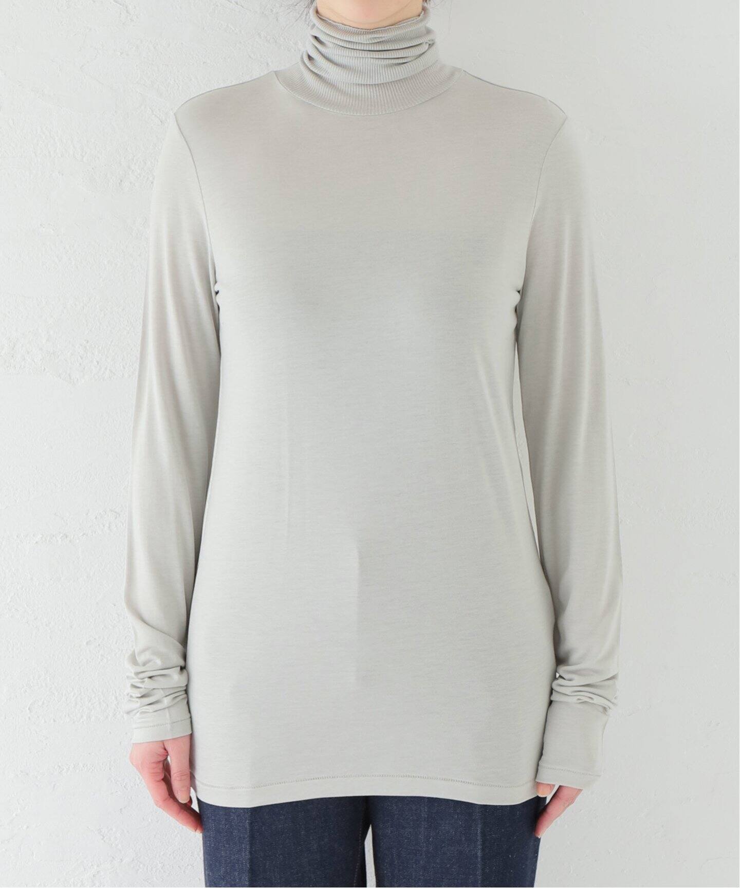 ATON/エイトン】MODAL SILK JERSEY HIGHNECK LONG SLE（Tシャツ 