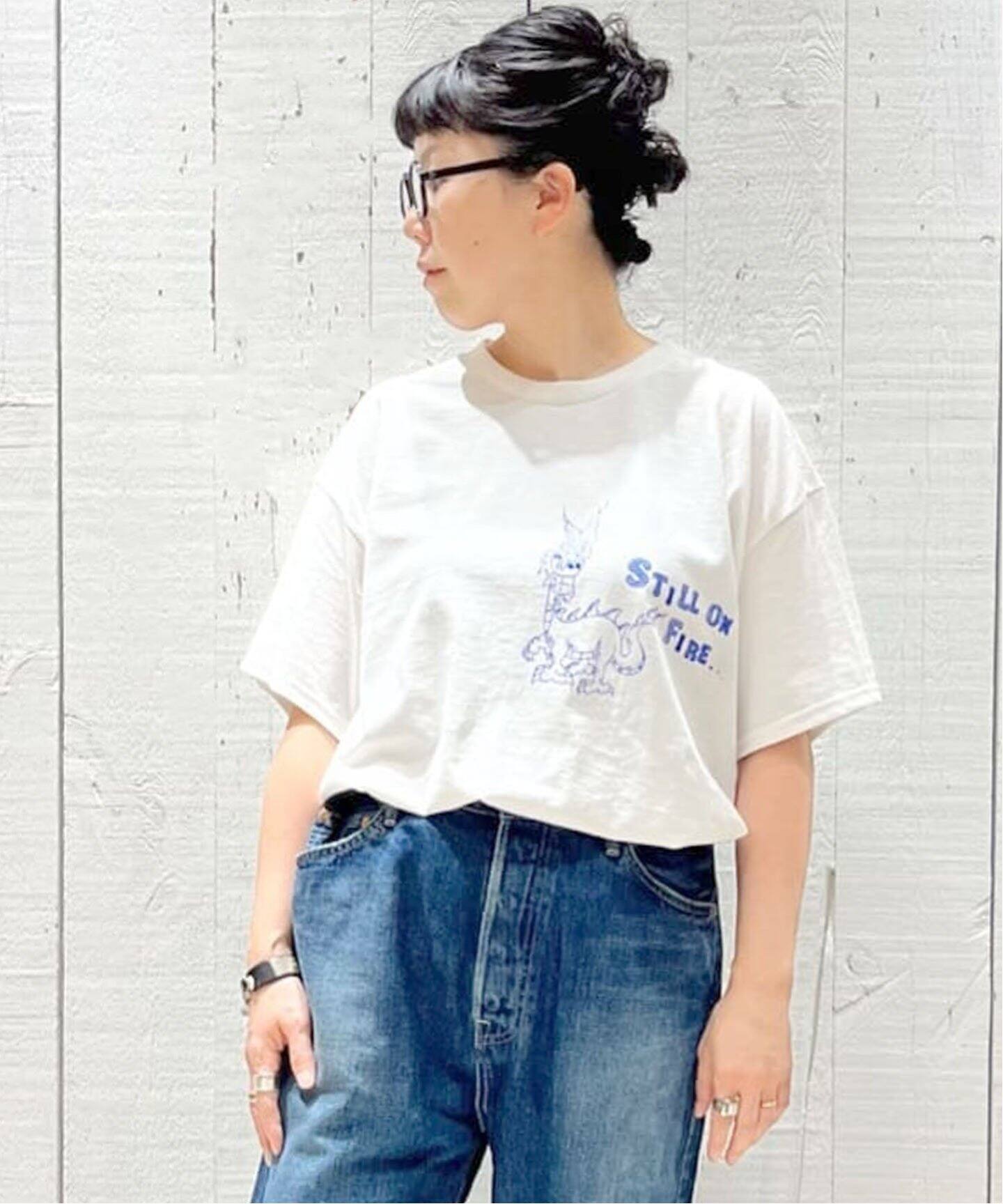 chimala/チマラ】 for luxe PRINT T STILL ON FIRE（Tシャツ 