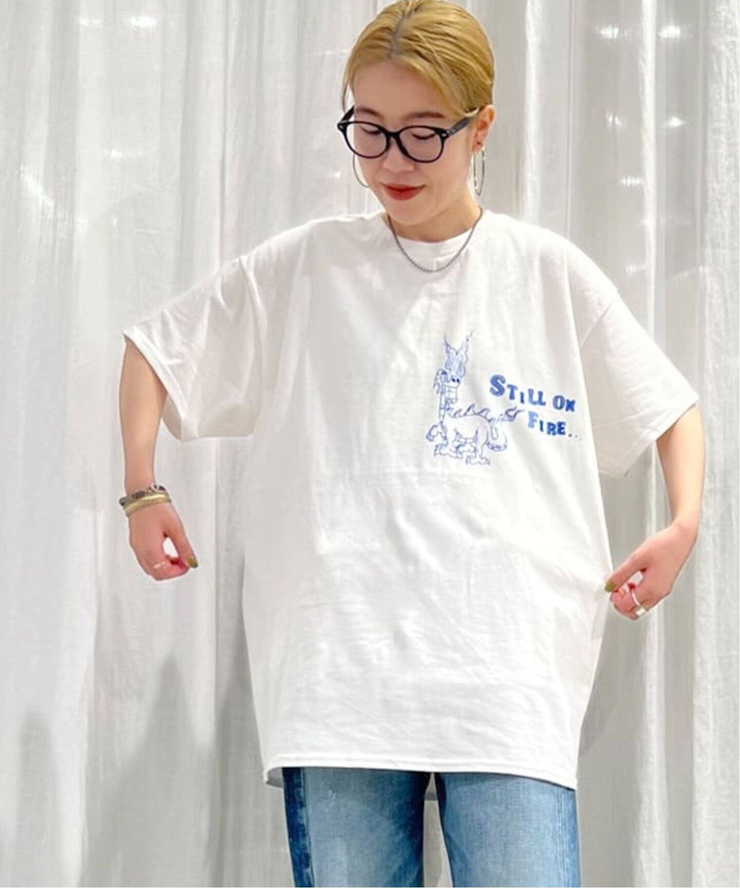chimala/チマラ】 for luxe PRINT T STILL ON FIRE（Tシャツ 
