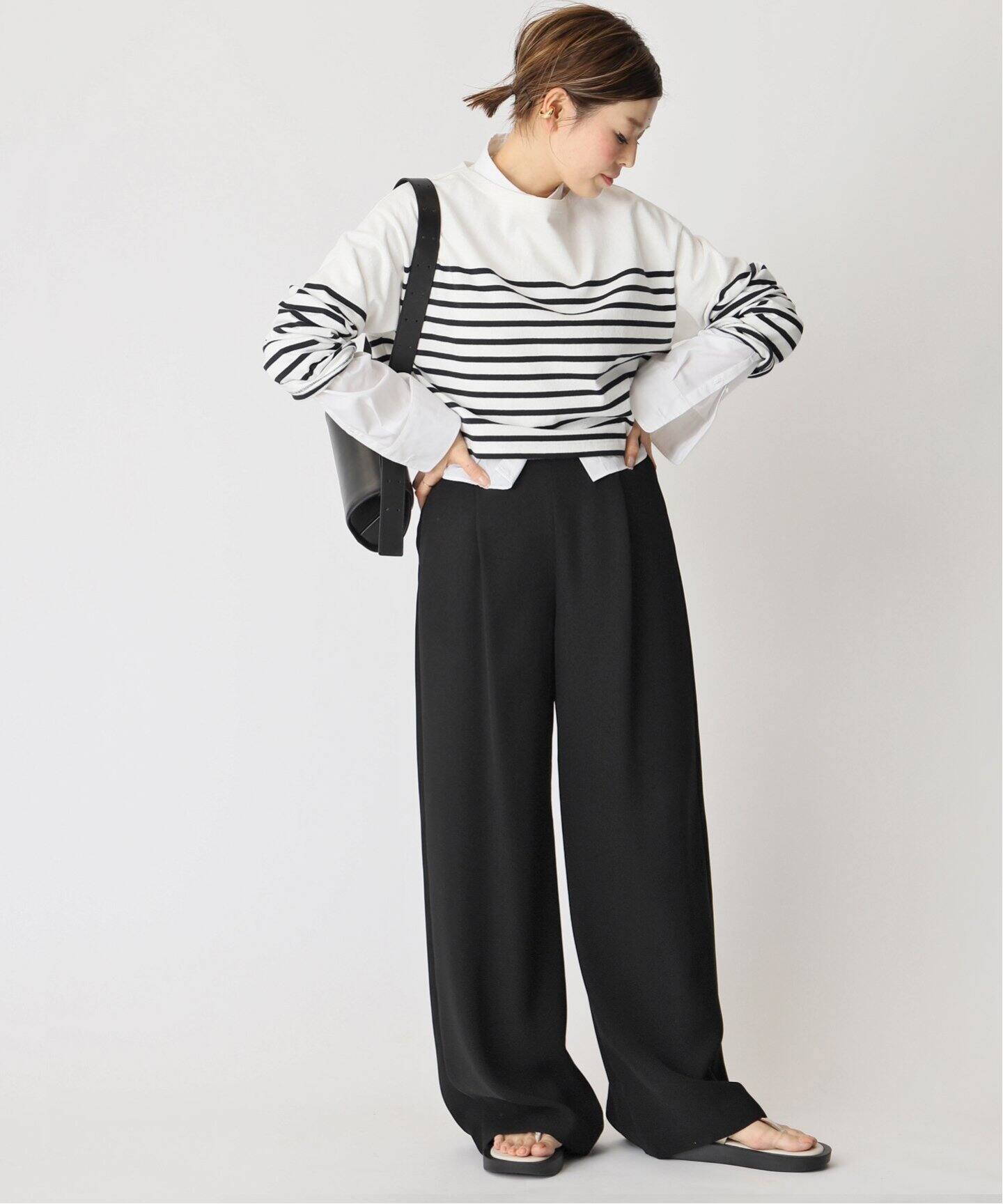 Cropped Stripe Tシャツ（Tシャツ／カットソー）｜Deuxieme Classe 