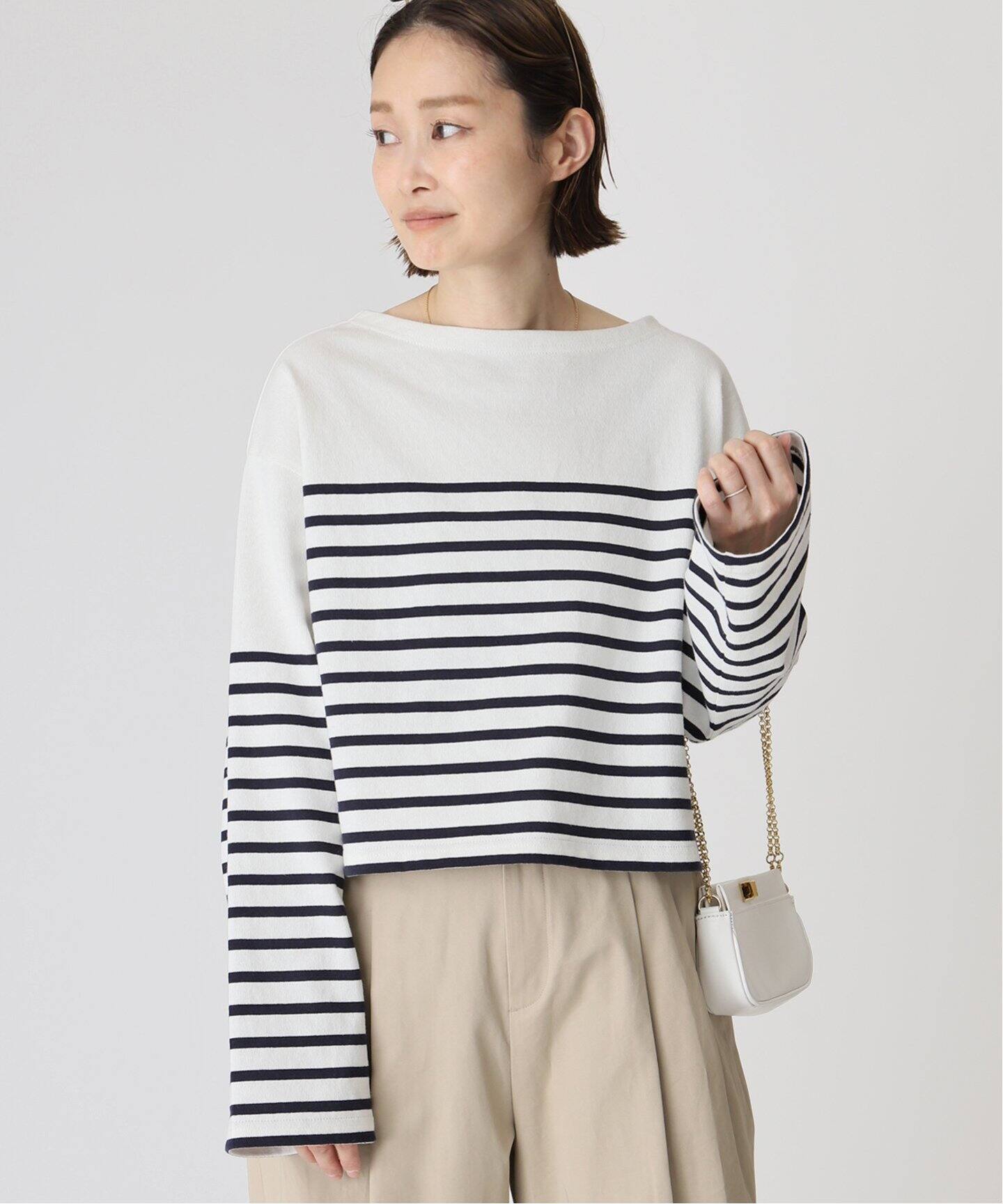 Cropped Stripe Tシャツ（Tシャツ／カットソー）｜Deuxieme Classe 