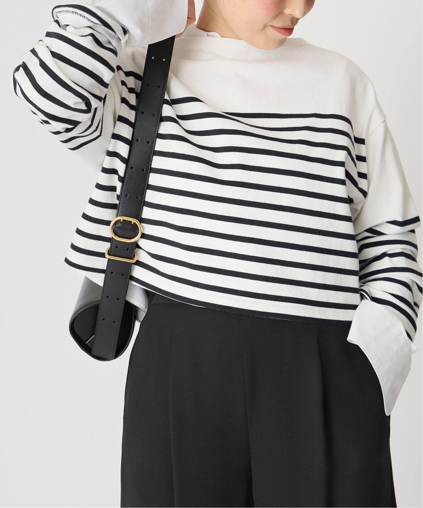 Cropped Stripe Tシャツ（Tシャツ／カットソー）｜Deuxieme Classe 