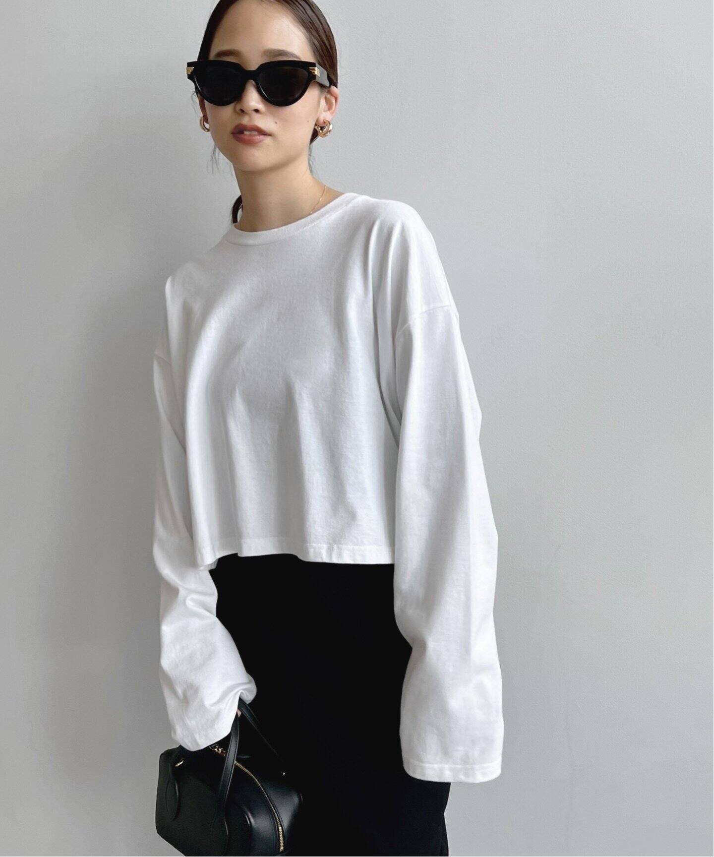 クロップド ロングスリーブ Tシャツ（Tシャツ／カットソー）｜Deuxieme 