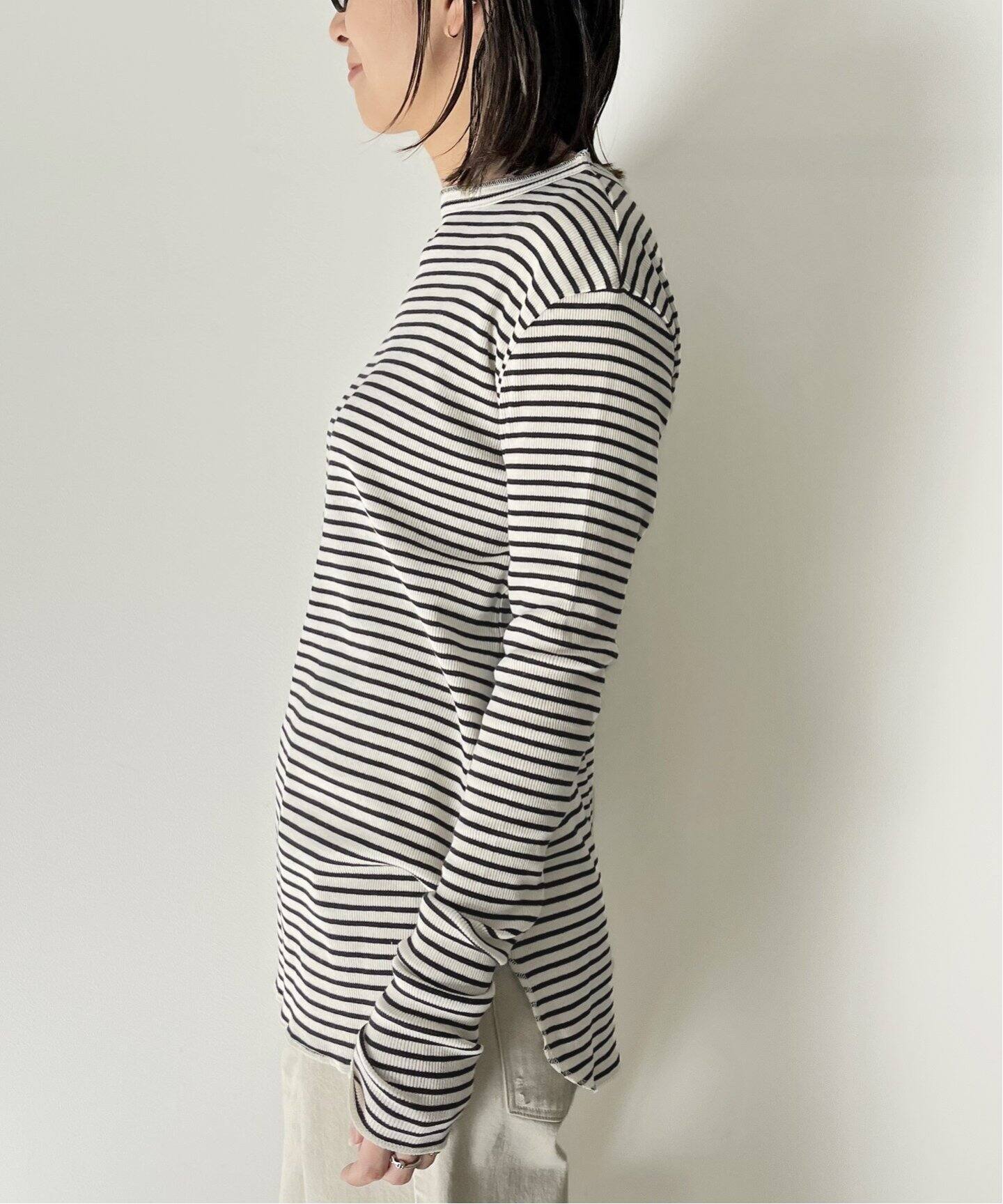 Border Rib Longsleeve T-sh（Tシャツ／カットソー）｜L
