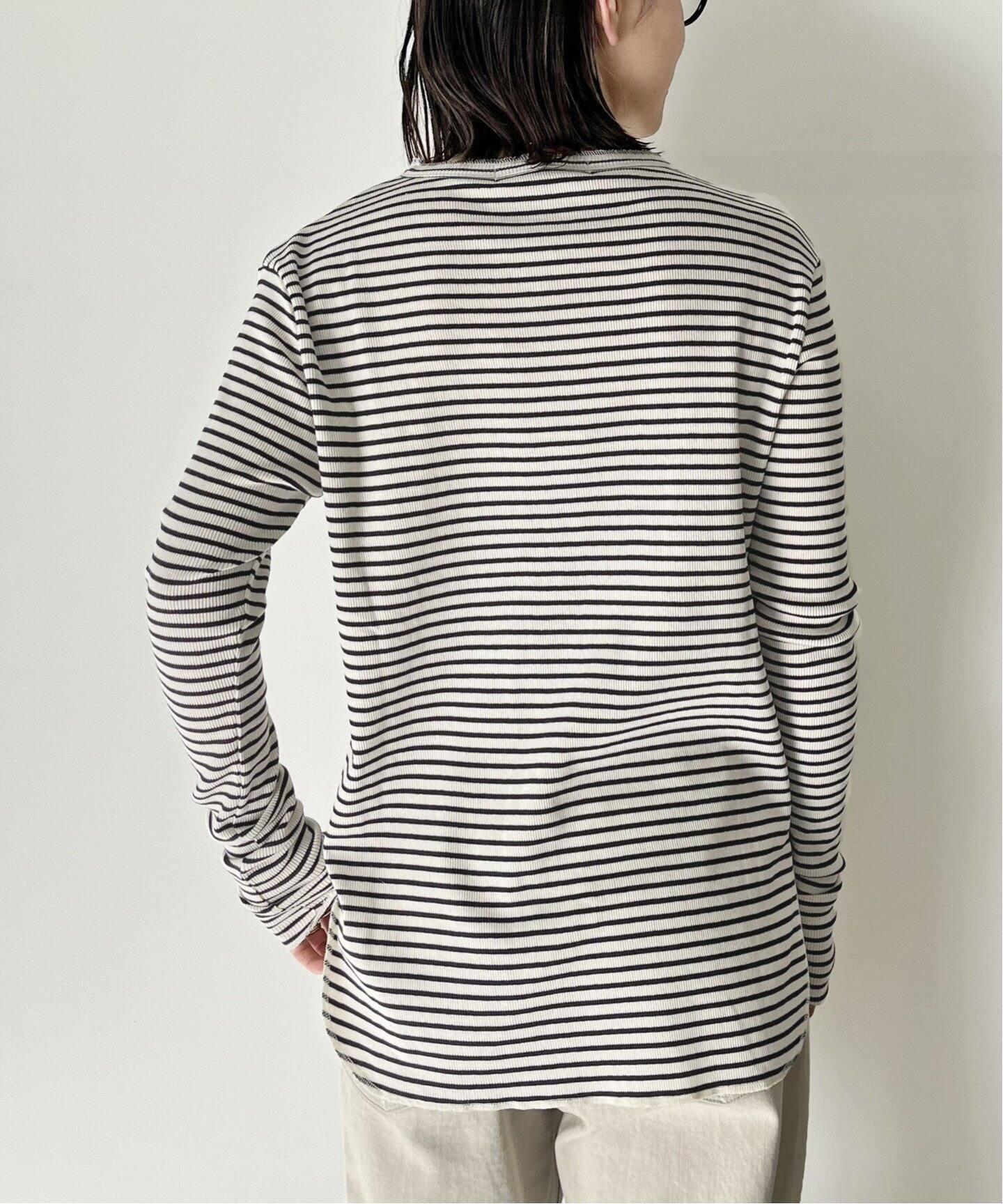 Border Rib Longsleeve T-sh（Tシャツ／カットソー）｜L 
