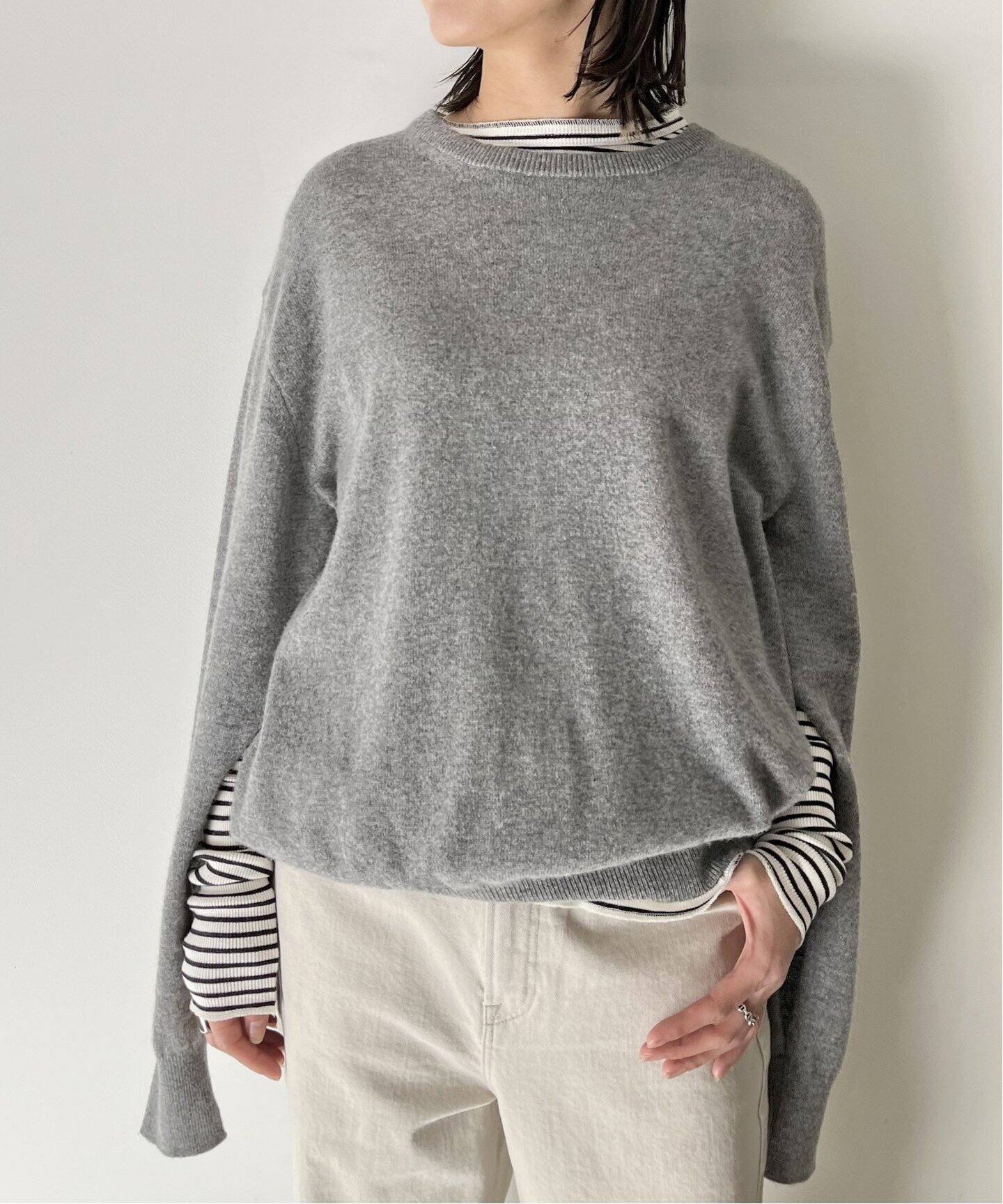 Border Rib Longsleeve T-sh（Tシャツ／カットソー）｜L