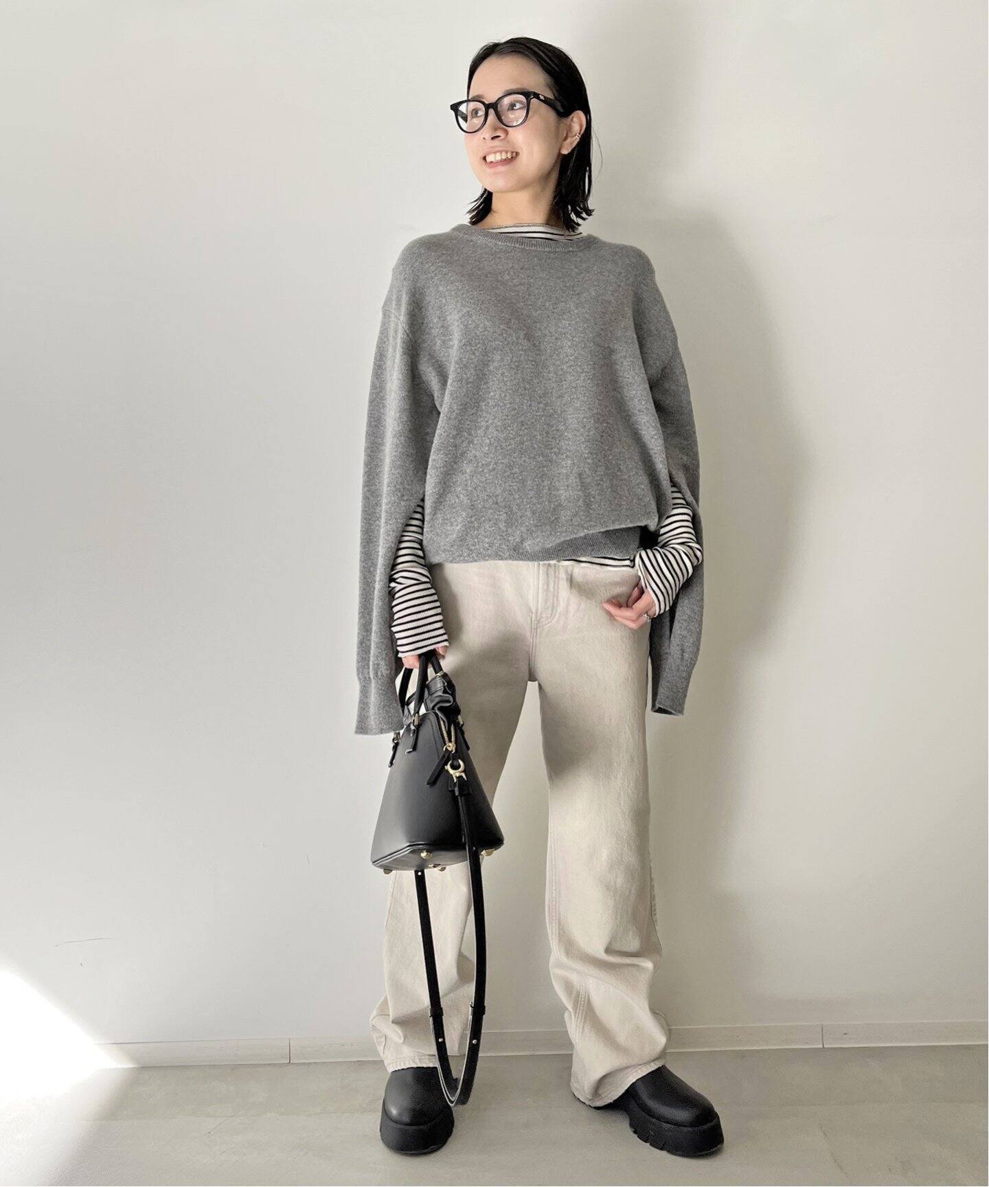 Border Rib Longsleeve T-sh（Tシャツ／カットソー）｜L