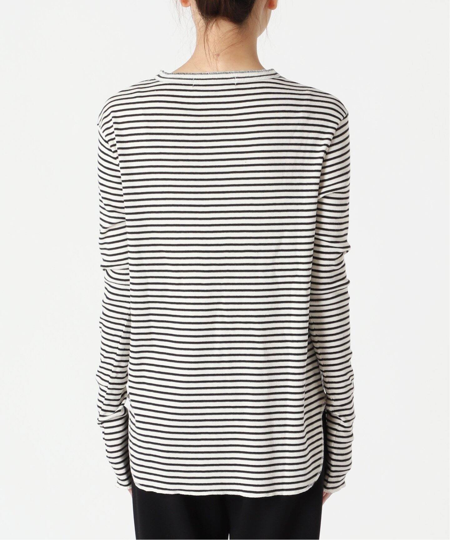Border Rib Longsleeve T-sh（Tシャツ／カットソー）｜L 