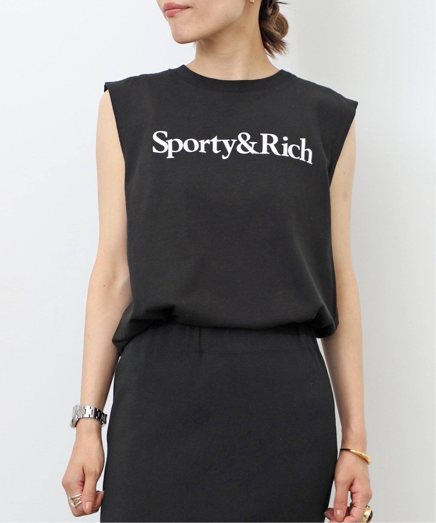 SPORTY&RICH/スポーティアンドリッチ】SERIF LOGO MUSCLE TEE（Tシャツ  