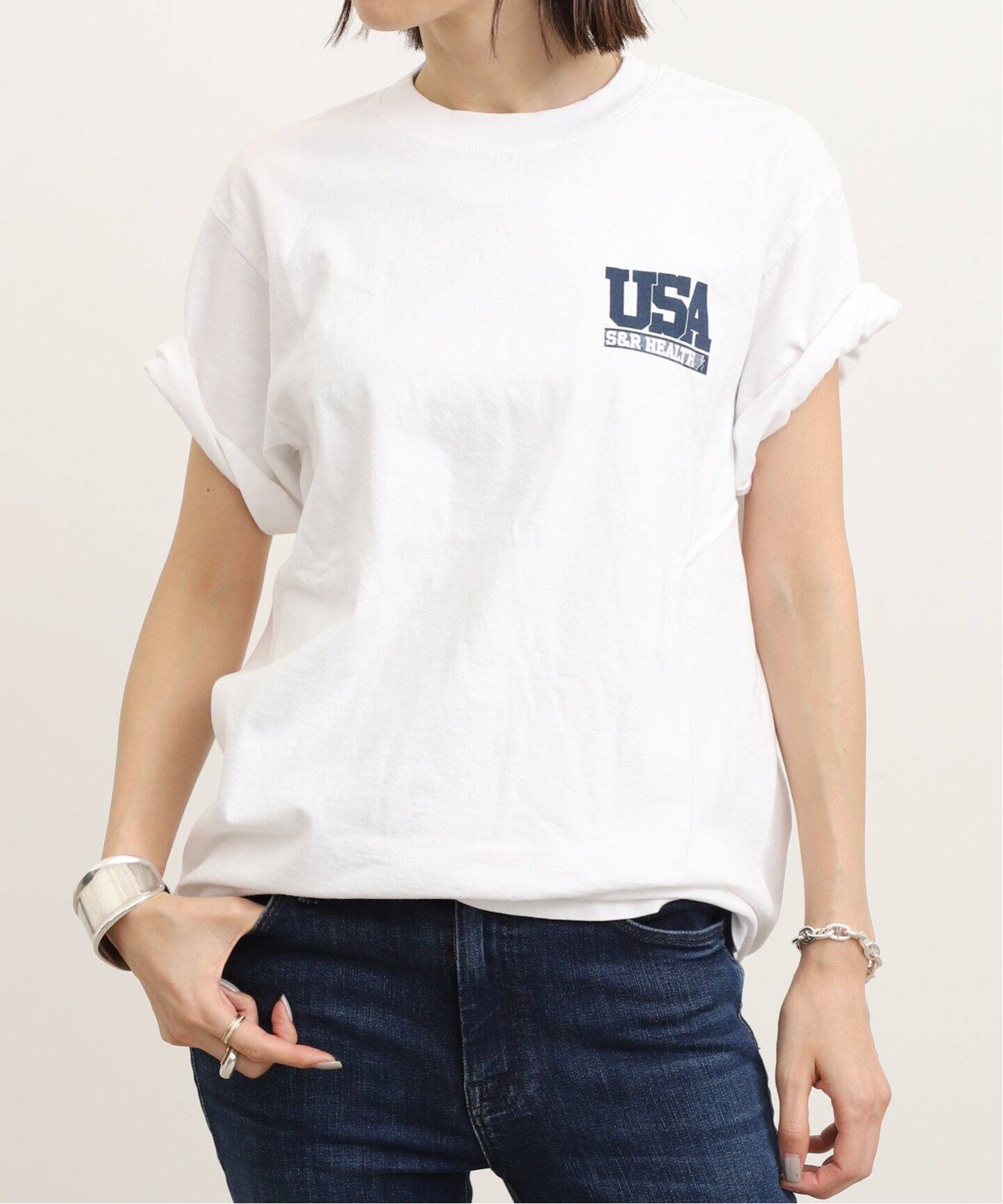 SPORTY&RICH】スポーティアンドリッチ】 TEAM USA T-SHIRT（Tシャツ 