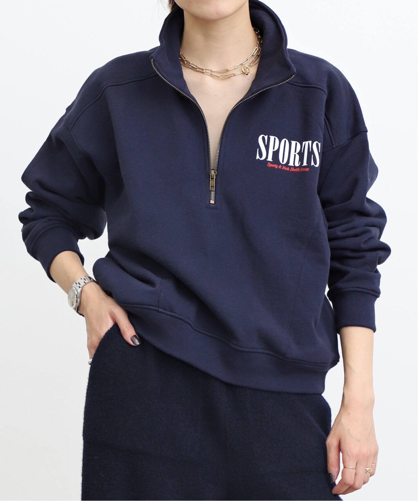 SPORTY&RICH/スポーティアンドリッチ】 SPORTS HALF ZIP SWEAT 
