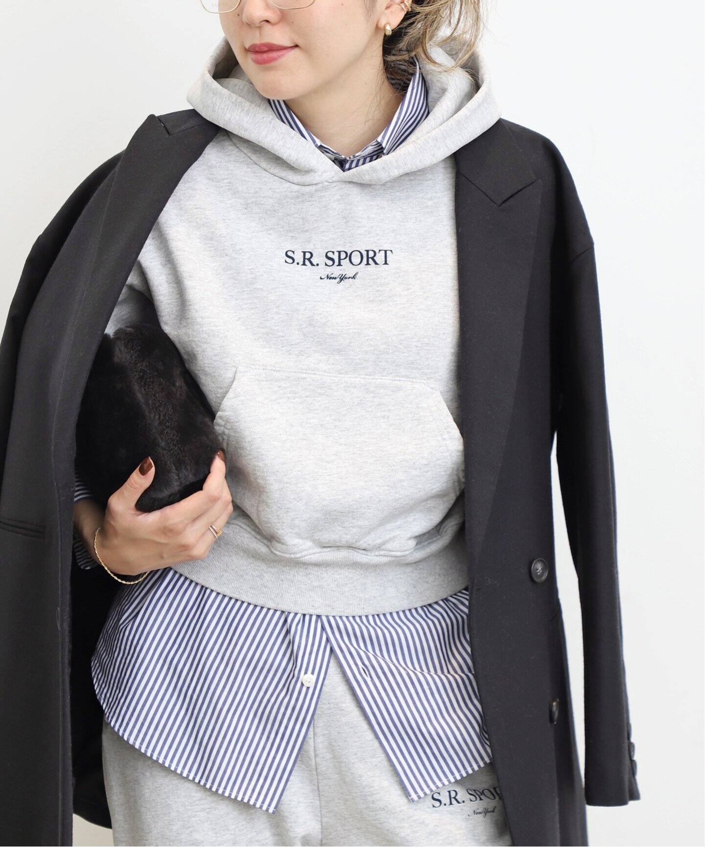 SPORTY&RICH】 CROPPED HOODIE（パーカー）｜L