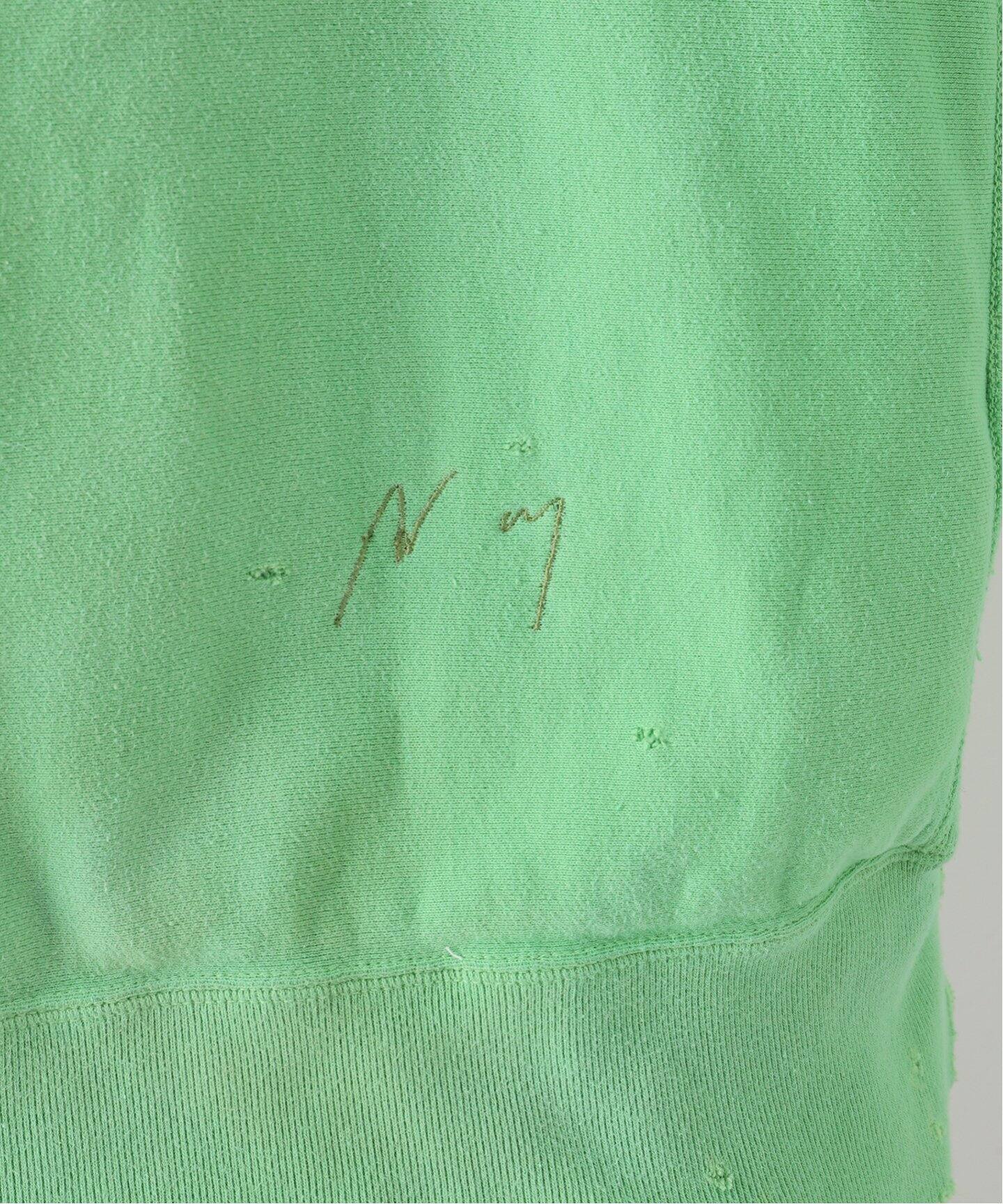 ANCELLM 22awDAMAGE SWEAT SHIRT グリーン