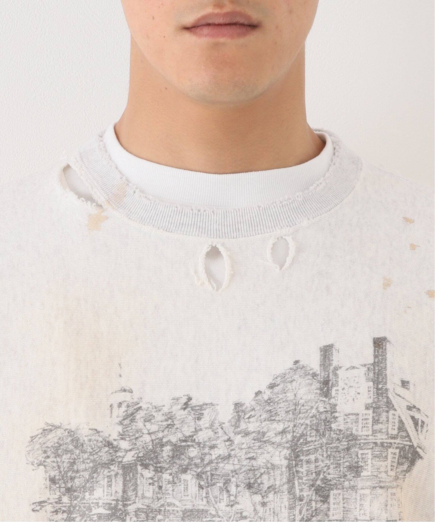 ANCELLM / アンセルム】CRASH CREWNECK 3/4 SLEEVE SWEAT（スウェット 