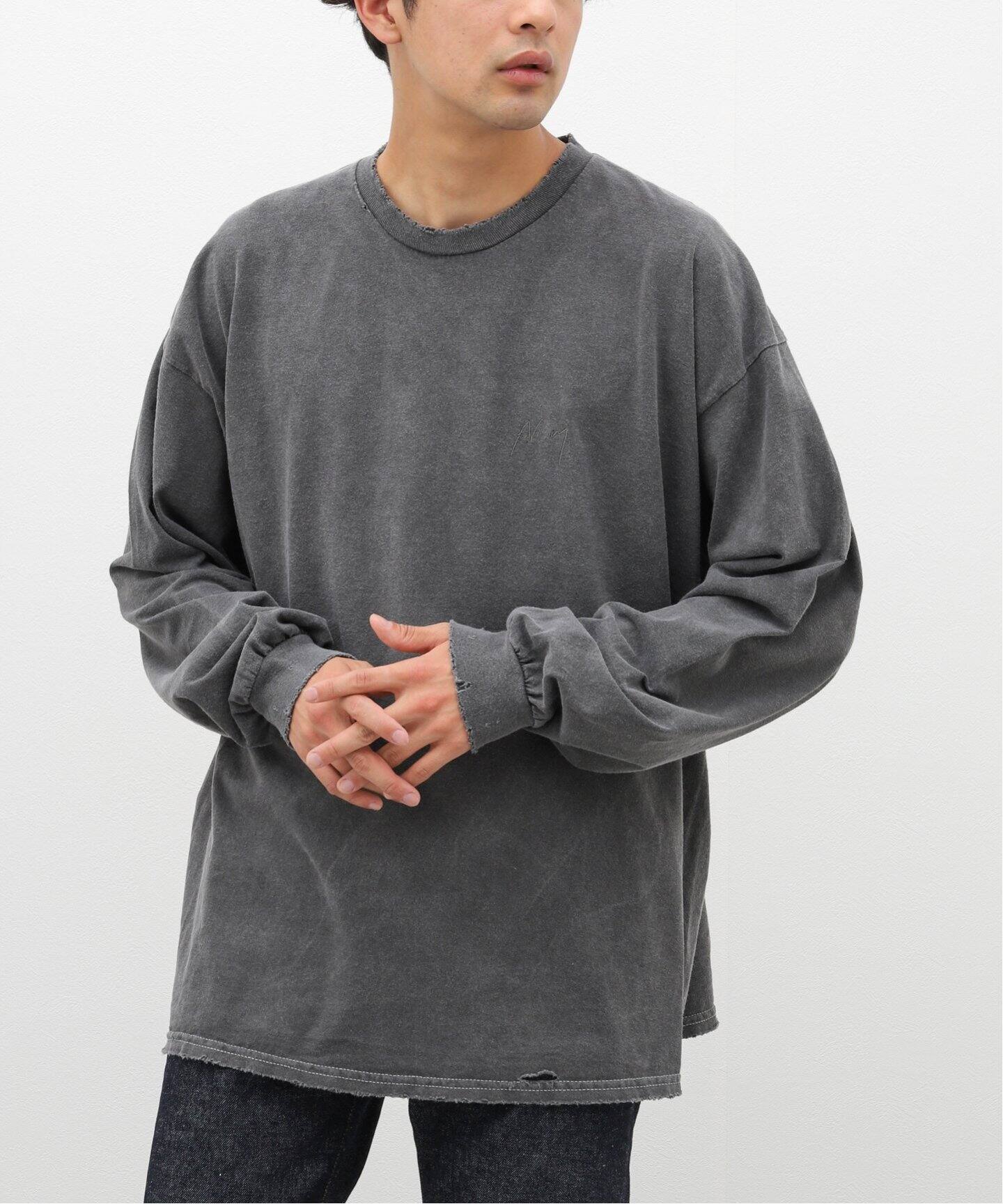 ANCELLM / アンセルム】EMBROIDERY DYED LS T-SHIRT（Tシャツ 