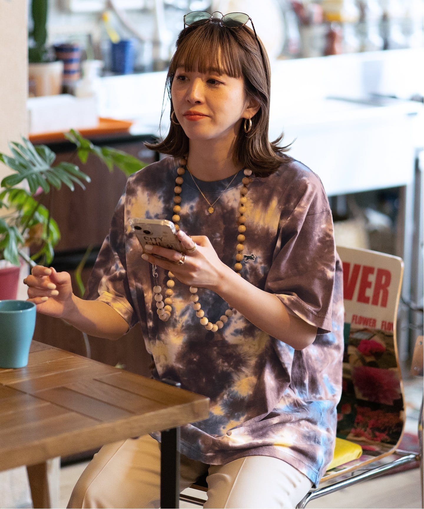 コジコジ万博 タイダイTシャツ ブルー イエロー コジコジ オレンジ