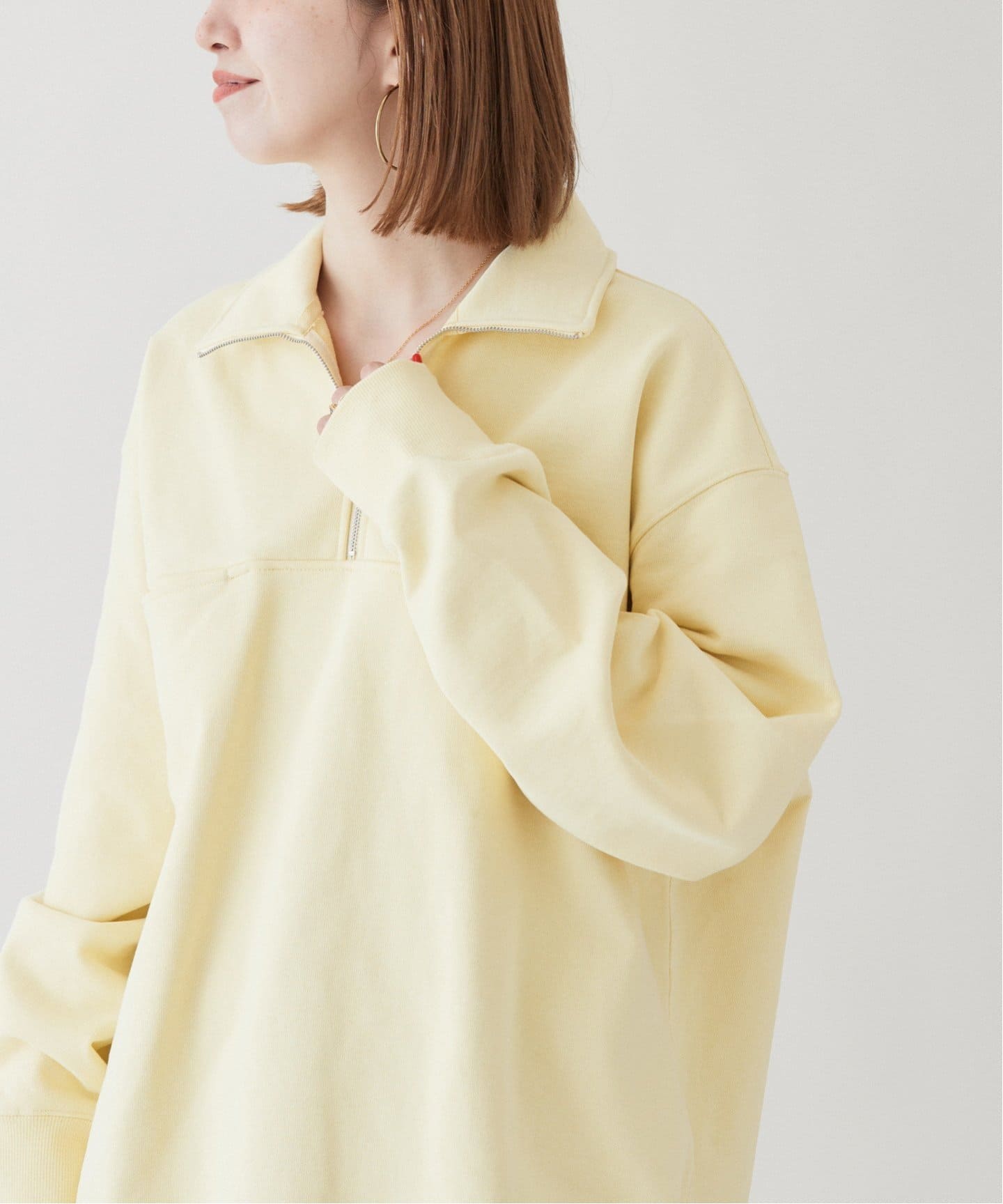 sud-sud-ouest S2O ハーフジップスウェット 日本製 ホワイトXL ハーフジップループバックスウェットシャツ （Grey Melange