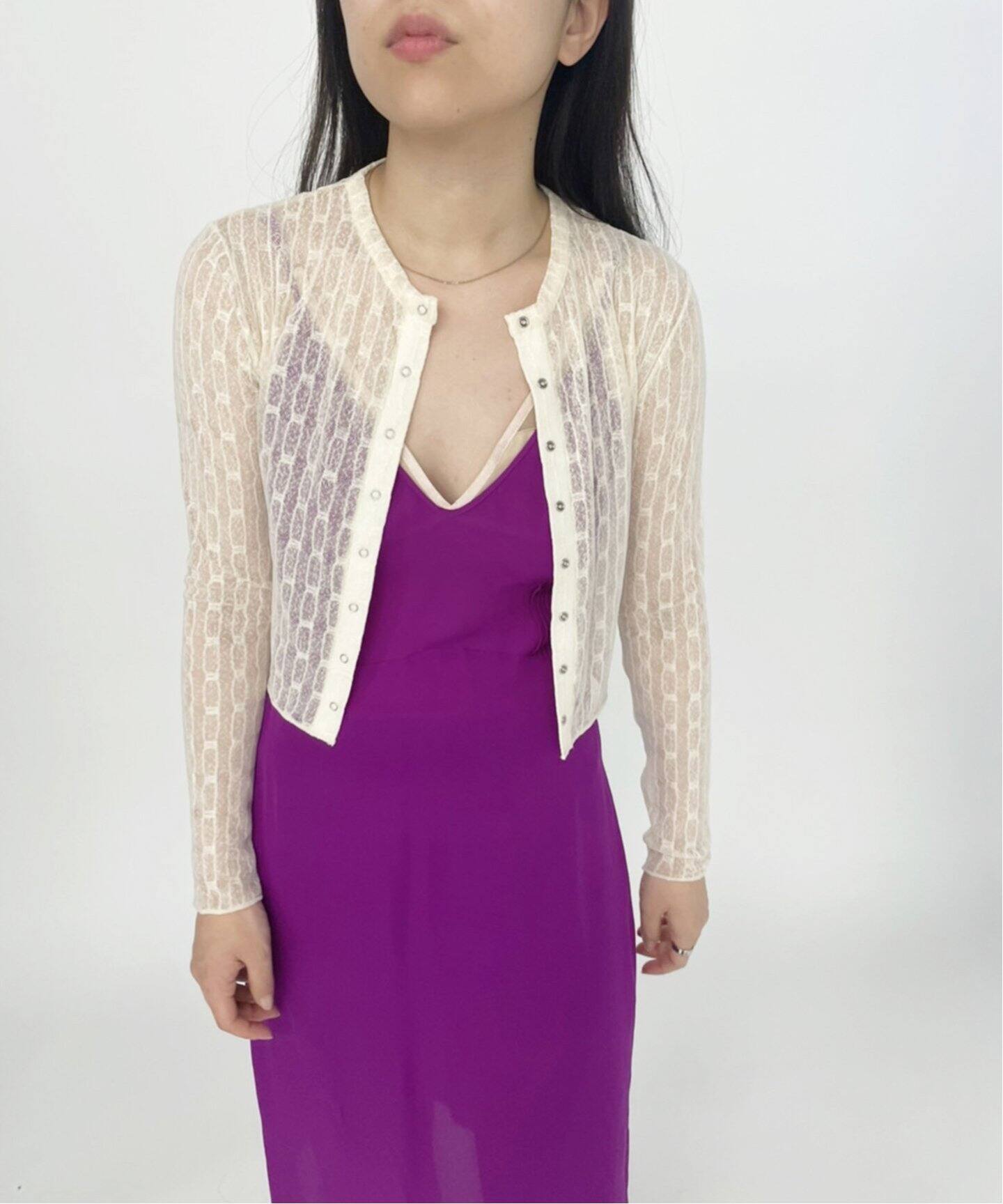 ストライプレース カーディガン（カーディガン）｜EDIT.FOR LULU  