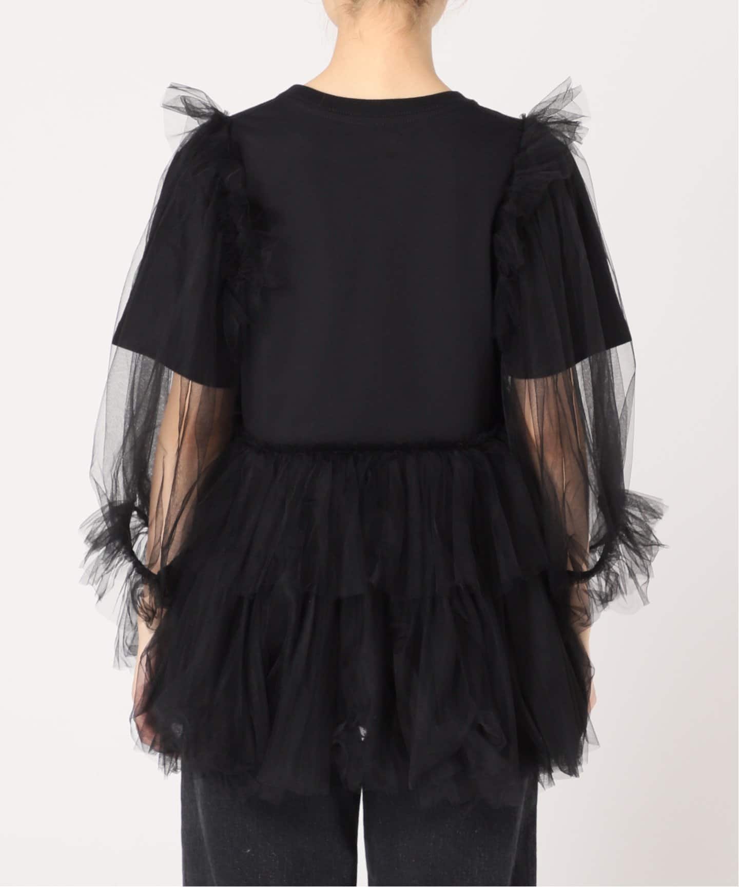 最終！EDIT.FOR LULU VIVIANO チュールパフスリーブTシャツ VIVIANO / ヴィヴィアーノ】Tulle Layered Puff Sleeve Tシャツ